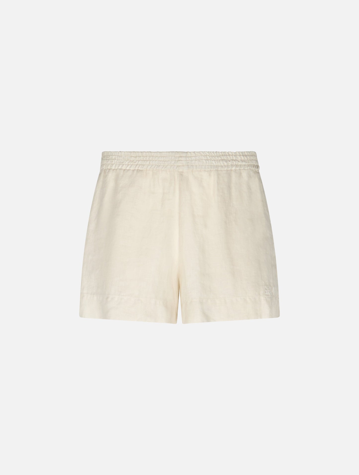 Woman off-white linen pull up shorts Meave