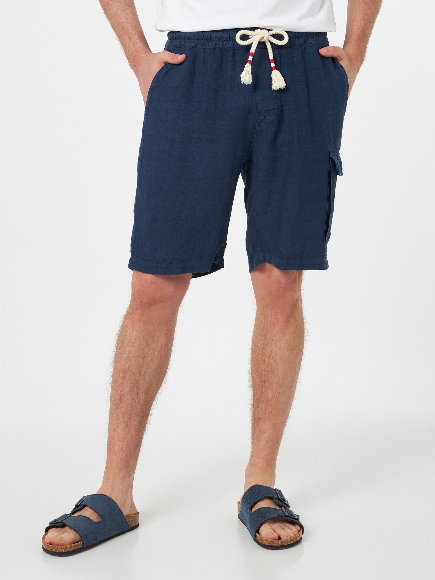 Man navy blue linen bermuda Marseille