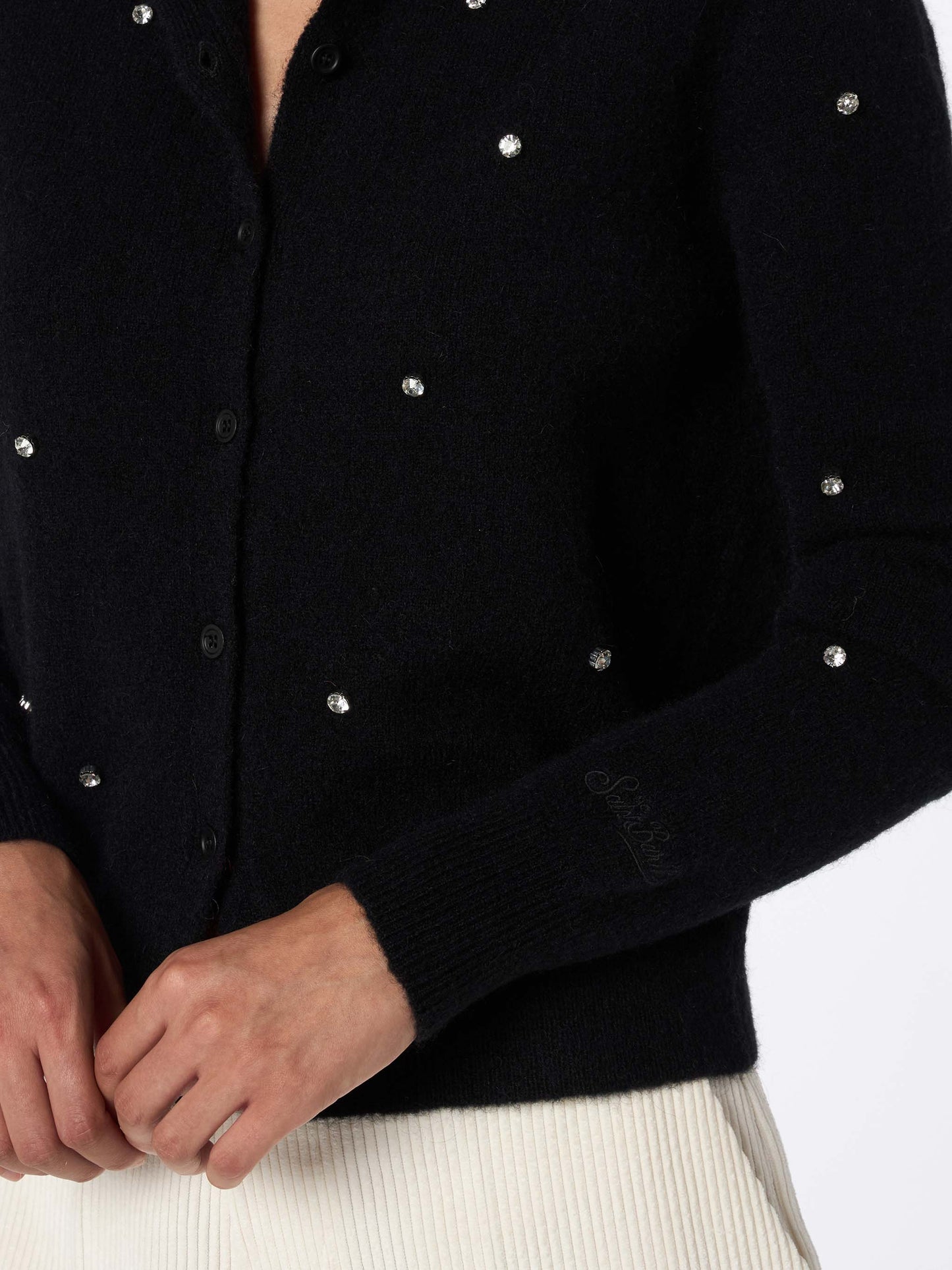 Woman black cardigan Bellamy with rhinestones