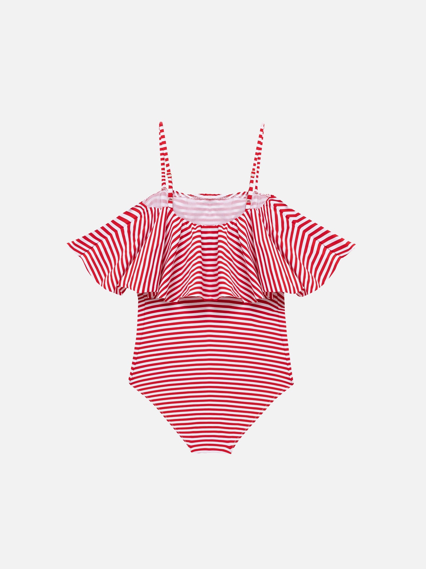 One-piece swimsuit Brielle with flounce and striped print