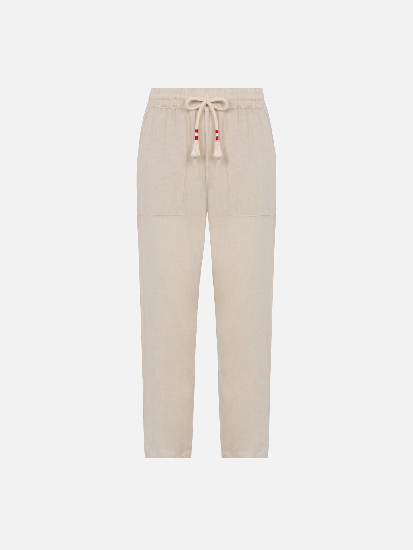 Off-white linen pants Calais with drawstring
