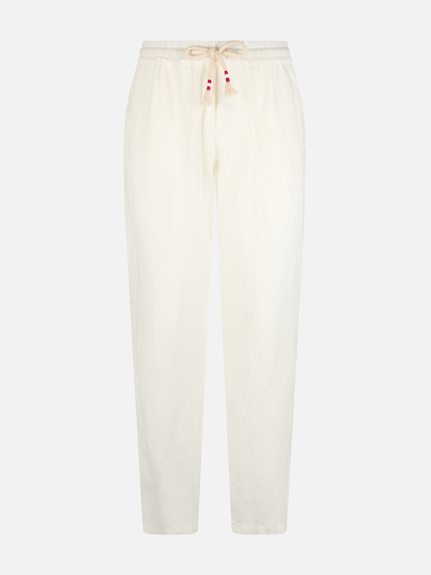 White linen pants Calais with drawstring
