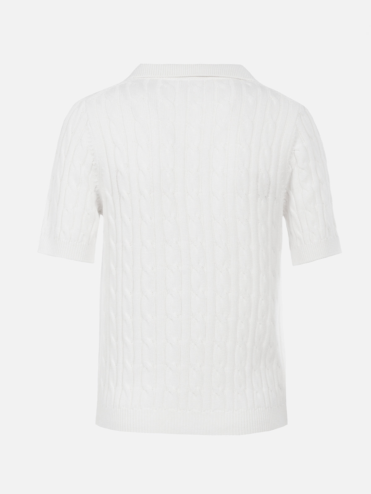 Woman off-white cable knit-polo shirt Caddy