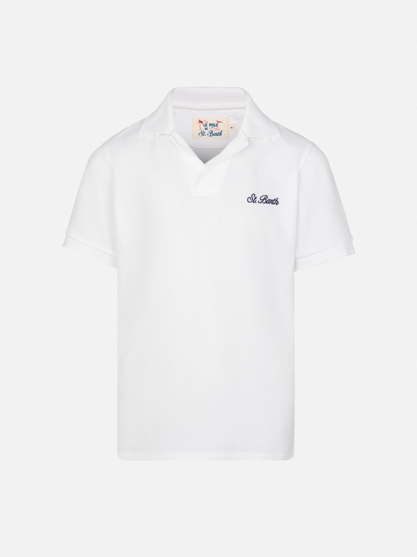White cotton piquet buttonless polo shirt Charles Jr