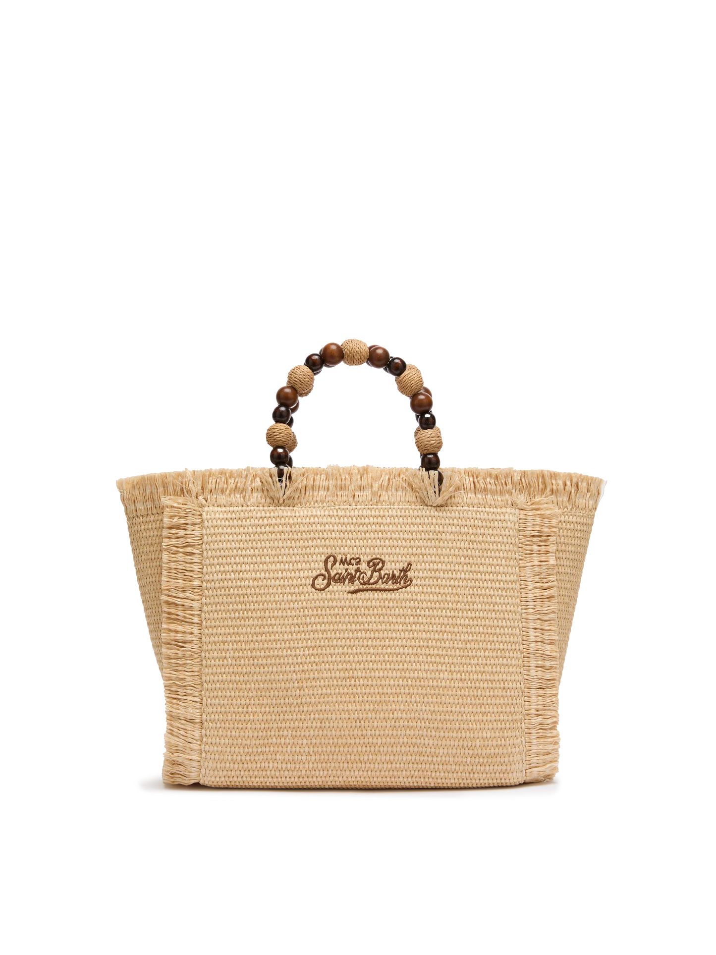 Colette Straw effect handbag with wooden beads and logo embroidery - MC2 Saint Barth