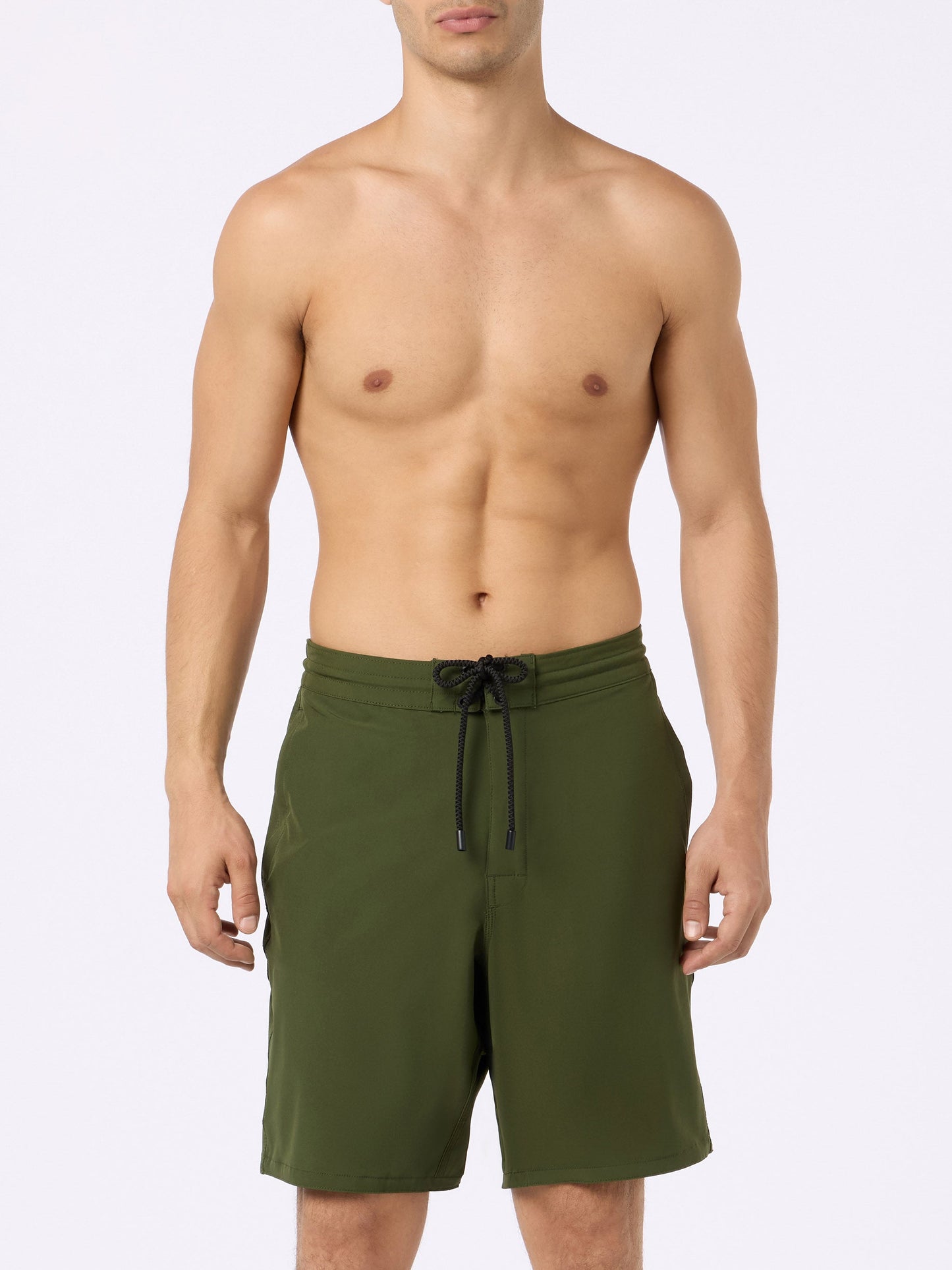 Military green long stretch Comfort Surf swim shorts
