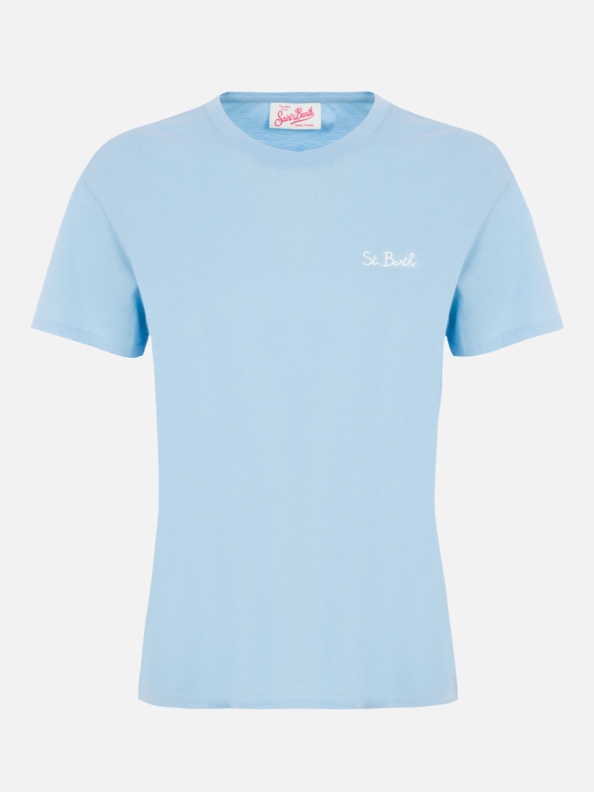 Woman light blue cotton jersey crewneck t-shirt Emilie