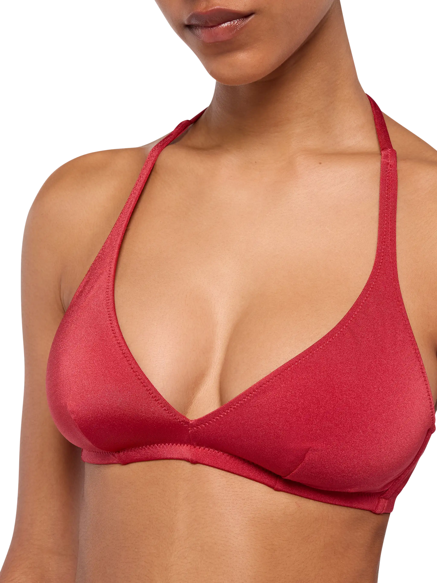 Yali shimmer brick red classic swim briefs - Gaia shimmer brick red triangle bralette top