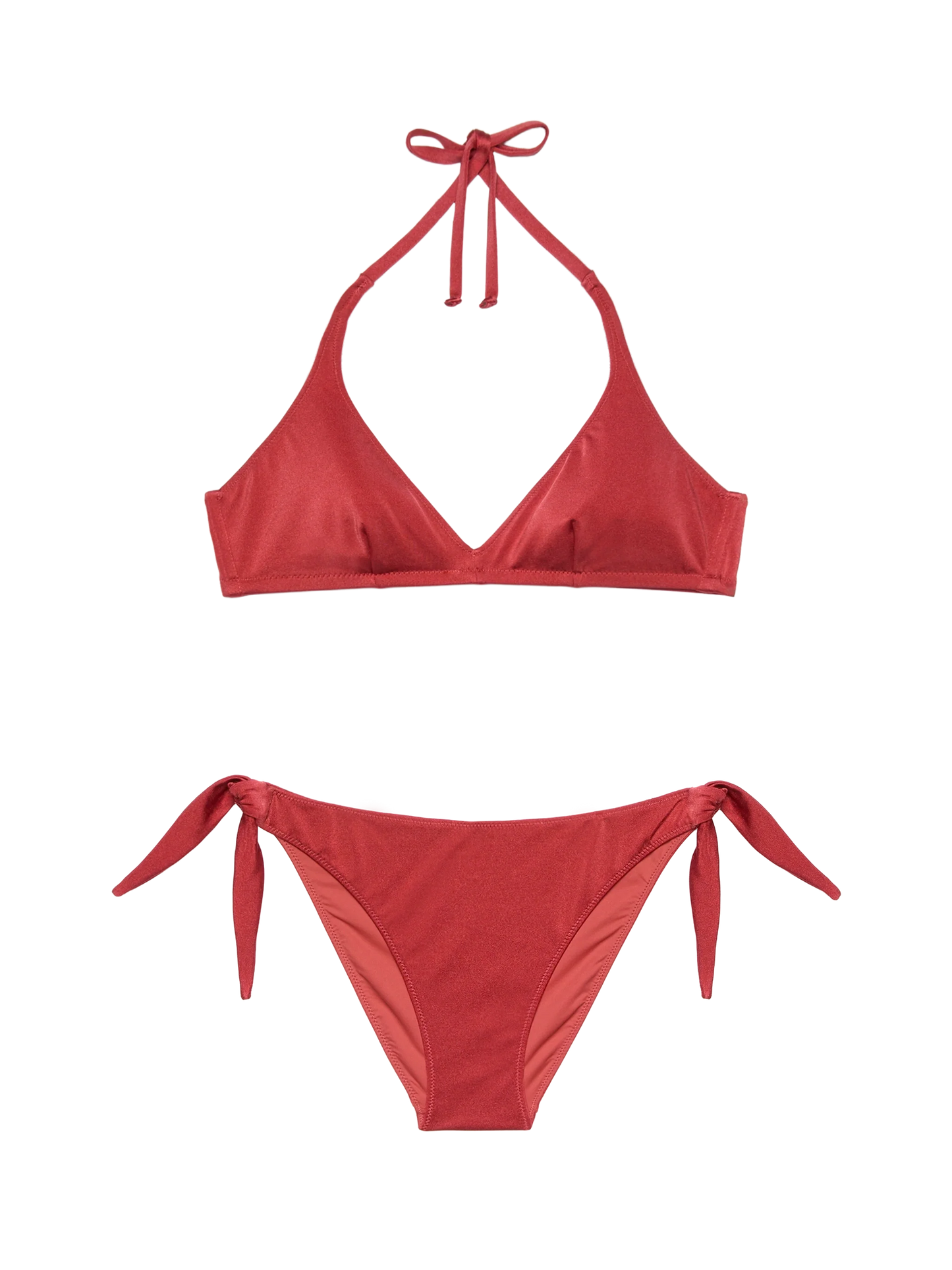 Yali shimmer brick red classic swim briefs - Gaia shimmer brick red triangle bralette top