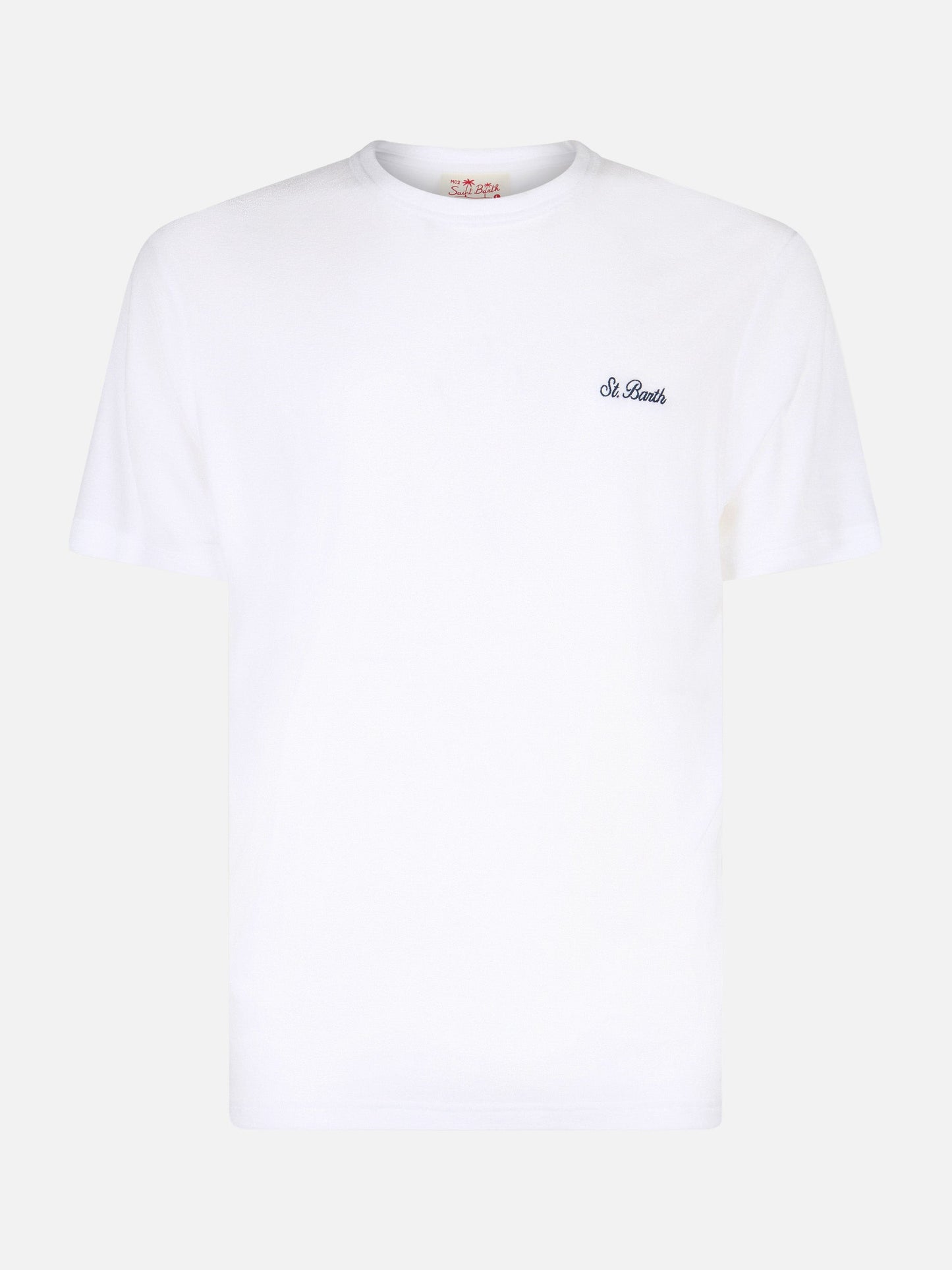 Man white terry t-shirt Gary with St. Barth embroidery
