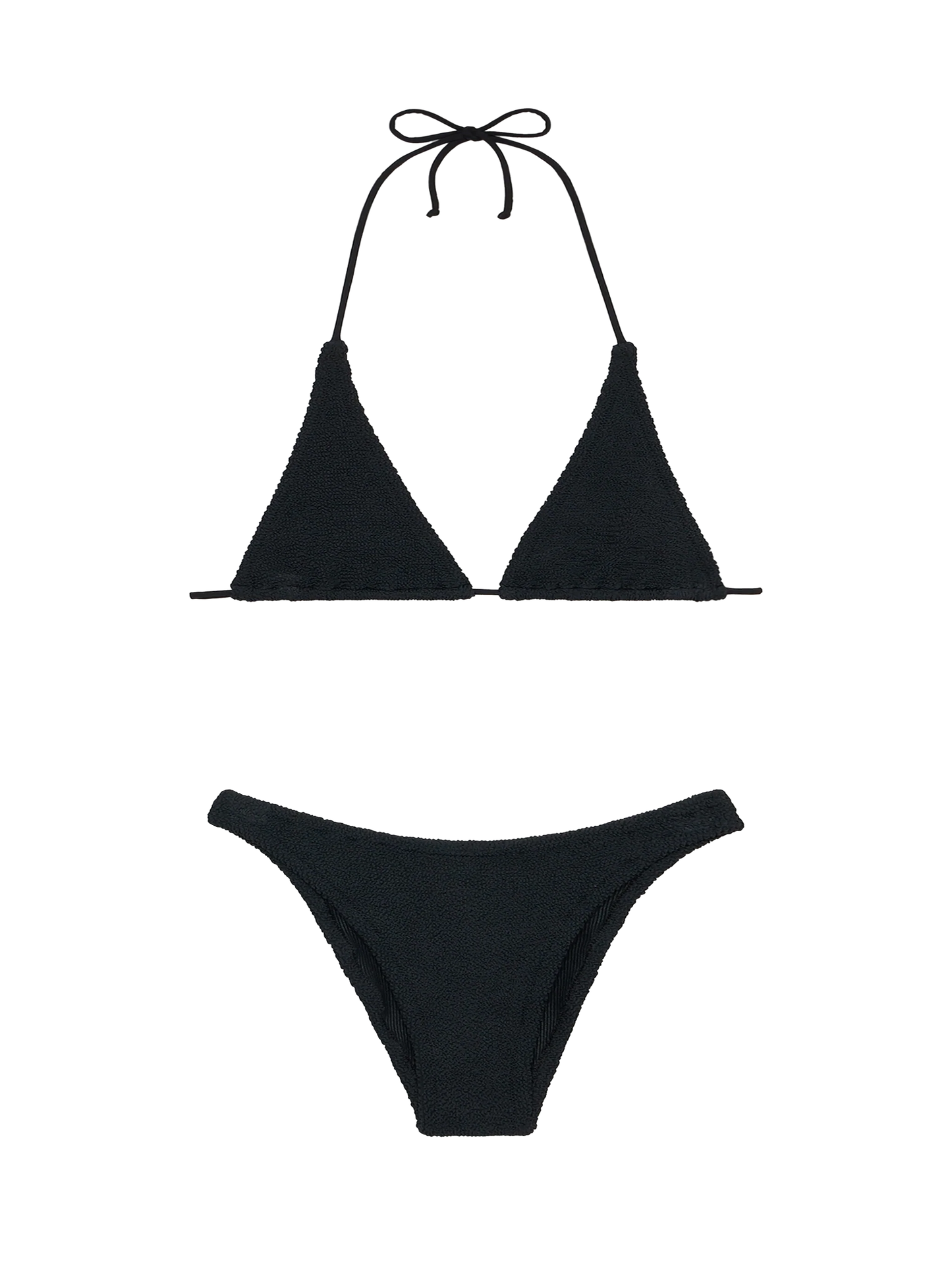 Woman black crinkle triangle bikini Guiana Elise