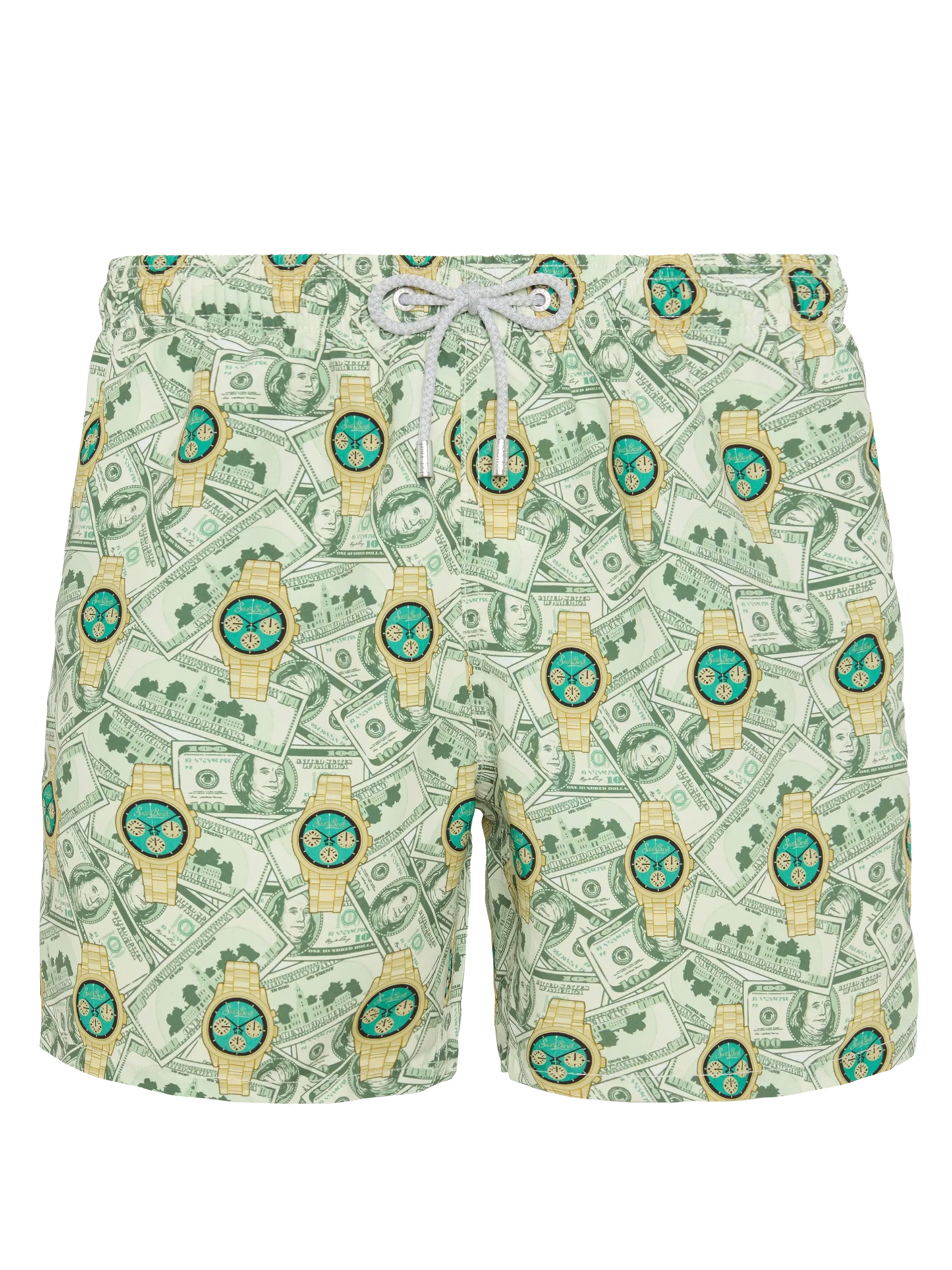 Mid-length Gustavia swim-shorts with watches print