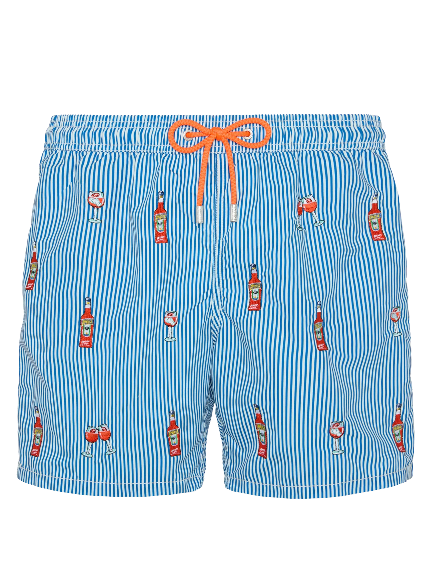 Mid-length striped Gustavia swim-shorts with Aperol Spritz embroidery | APEROL SPECIAL EDITION