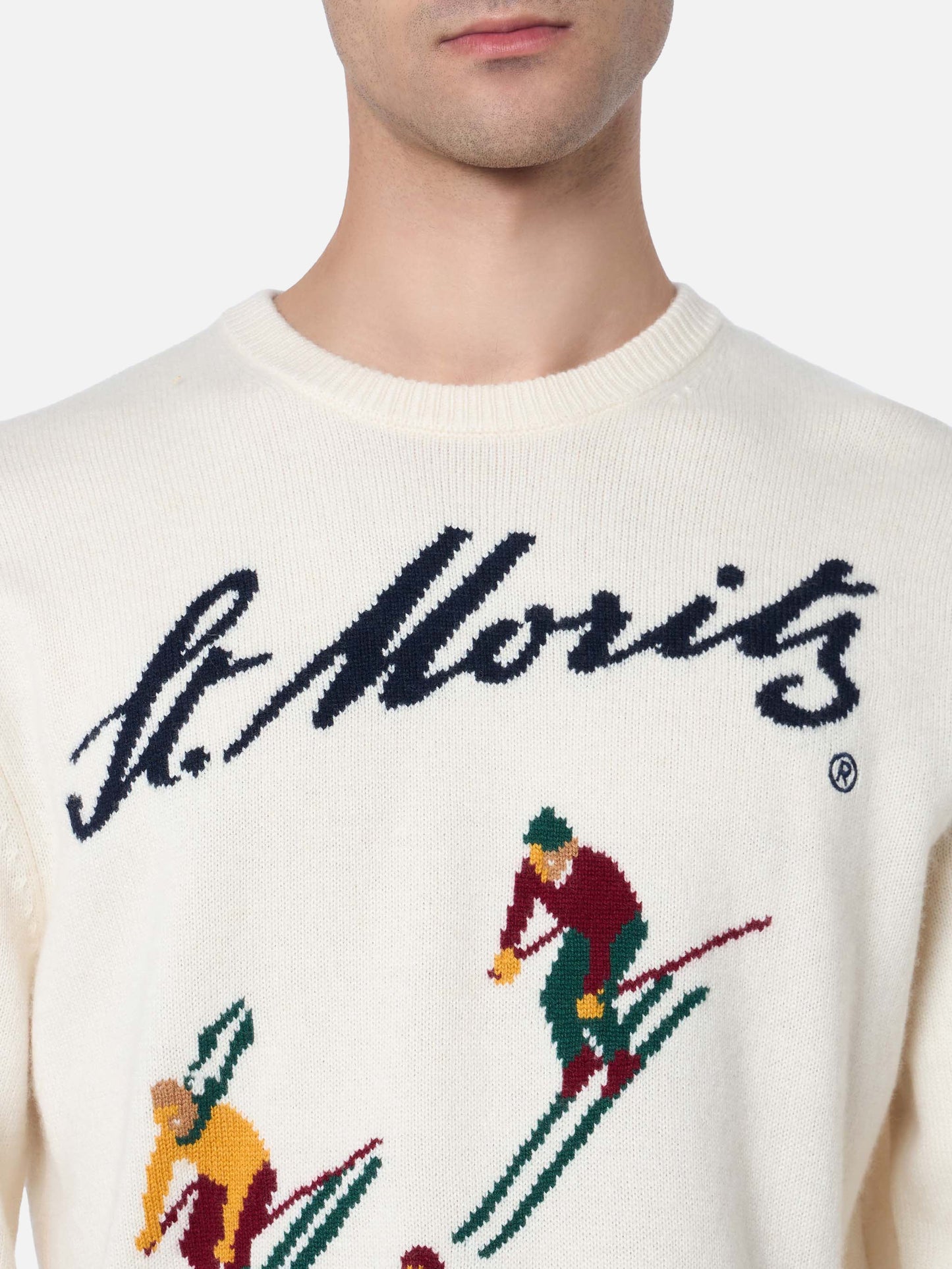 Man white sweater Heron with St. Moritz jacquard | ST. MORITZ TOP OF THE WORLD SPECIAL EDITION