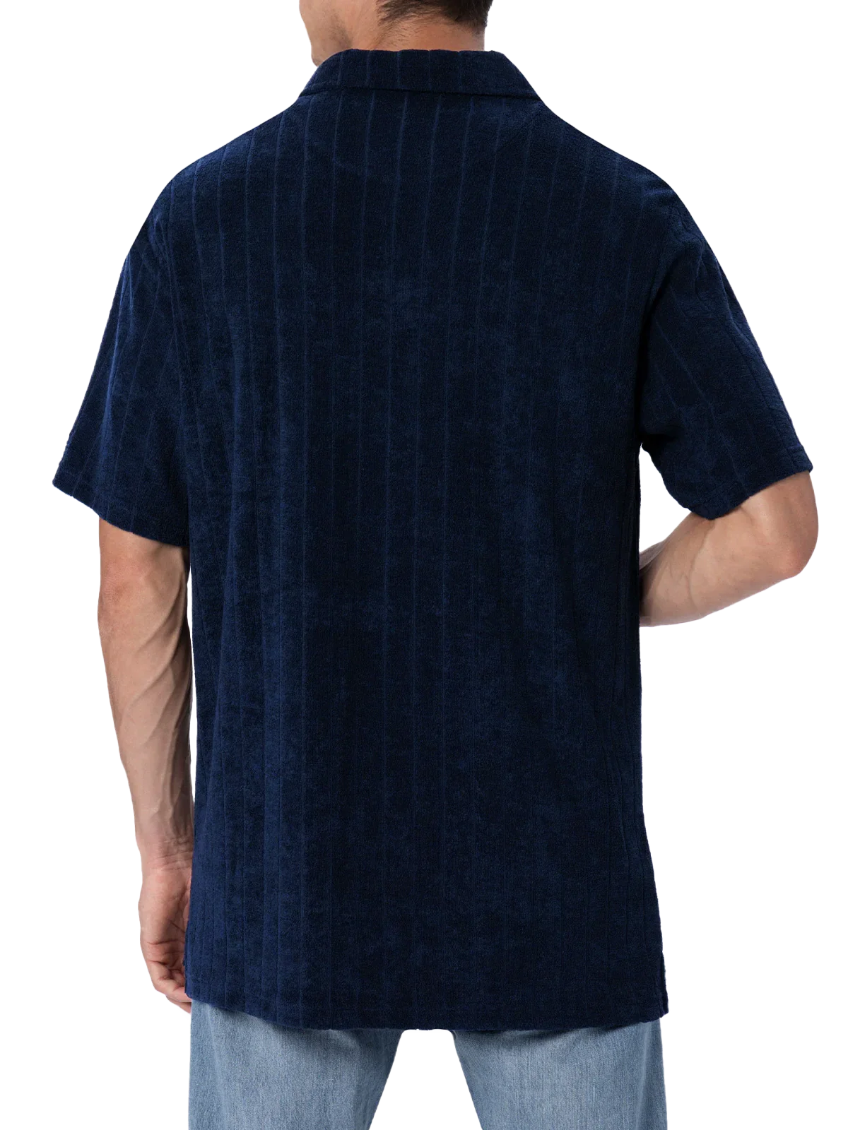 Man ribbed blue terry polo shirt Jeremy