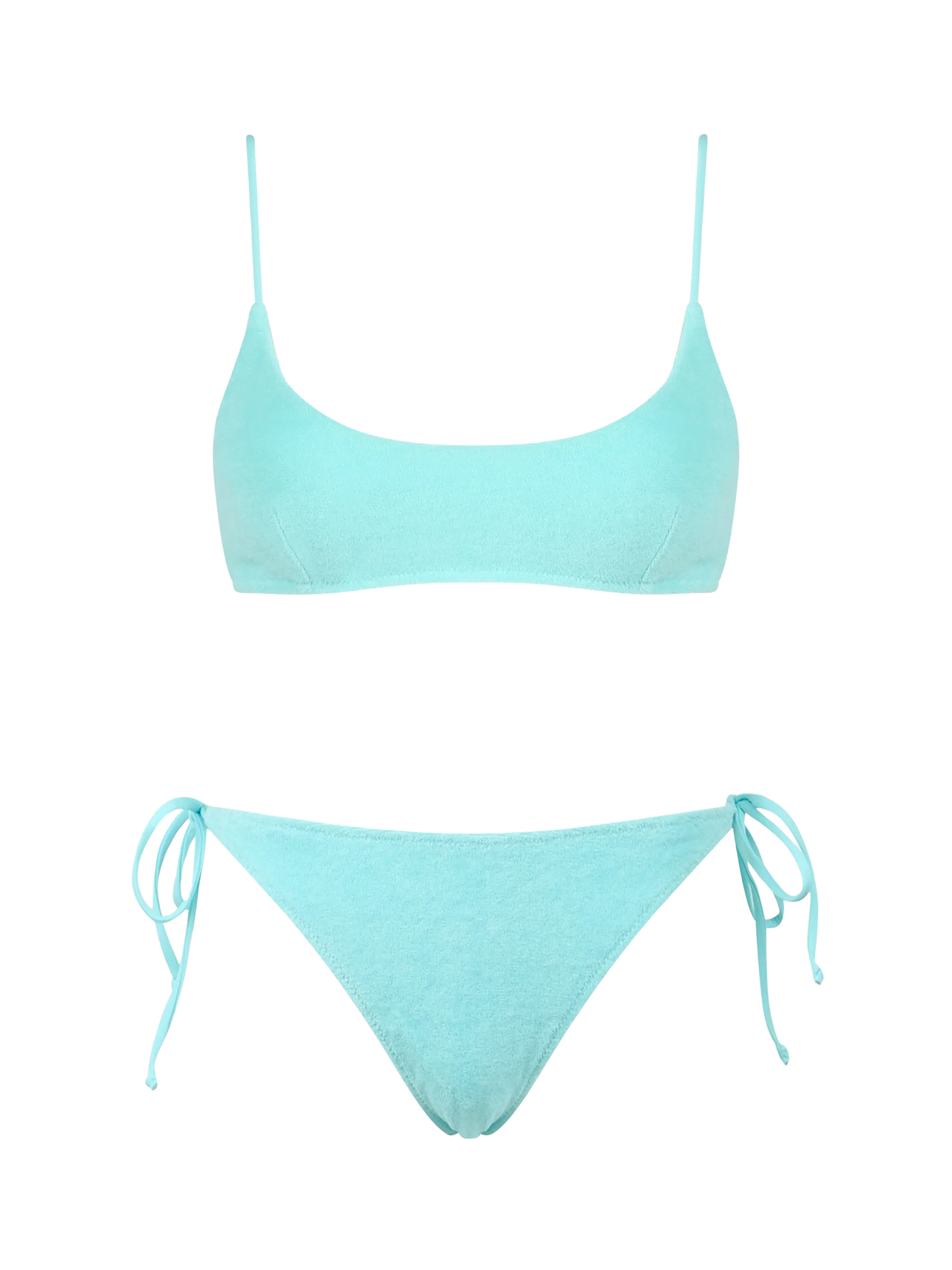 Woman green terry bralette bikini Judy Virgo