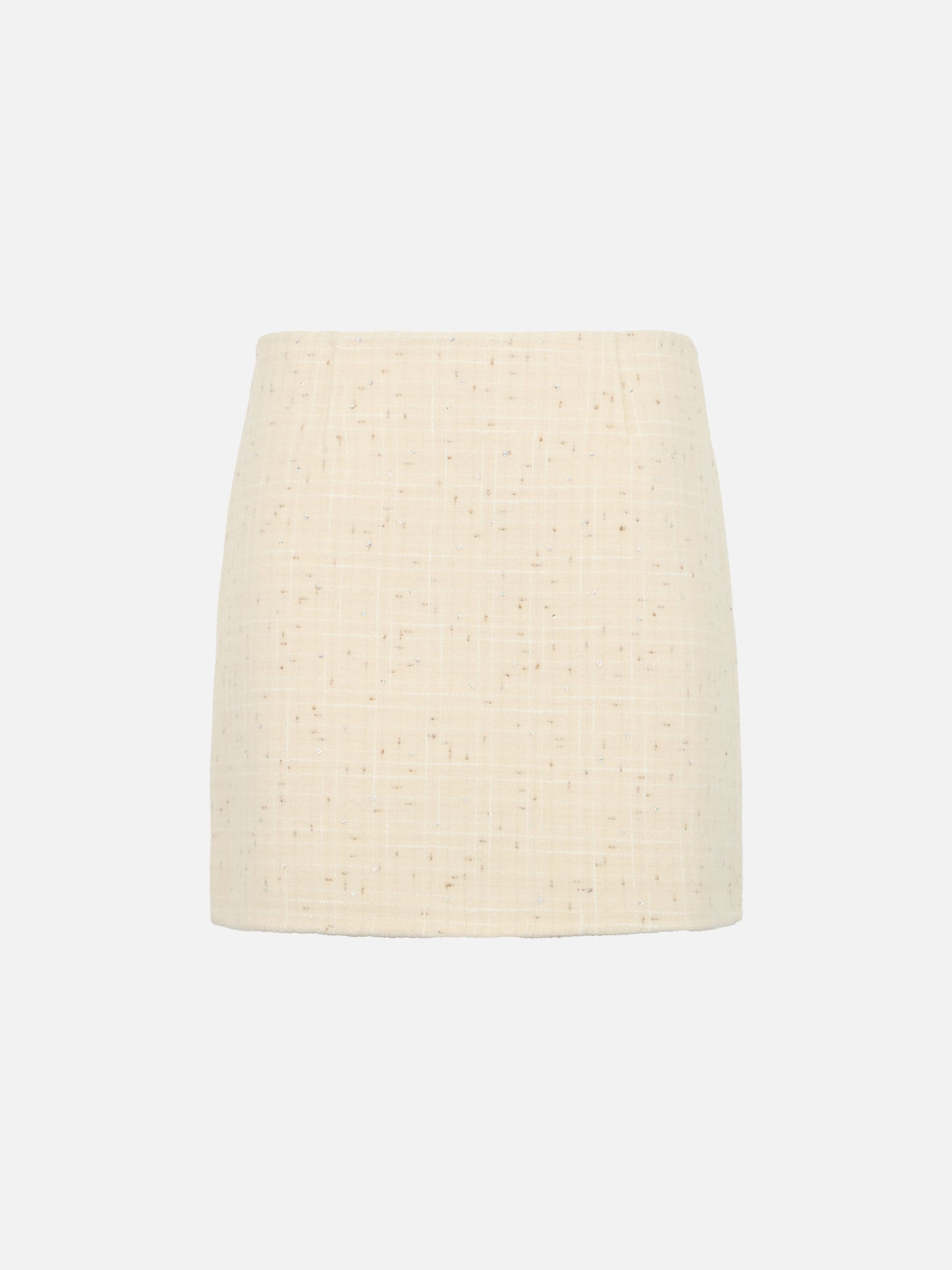 Woman wooly tweed white skirt Katrine with sequins