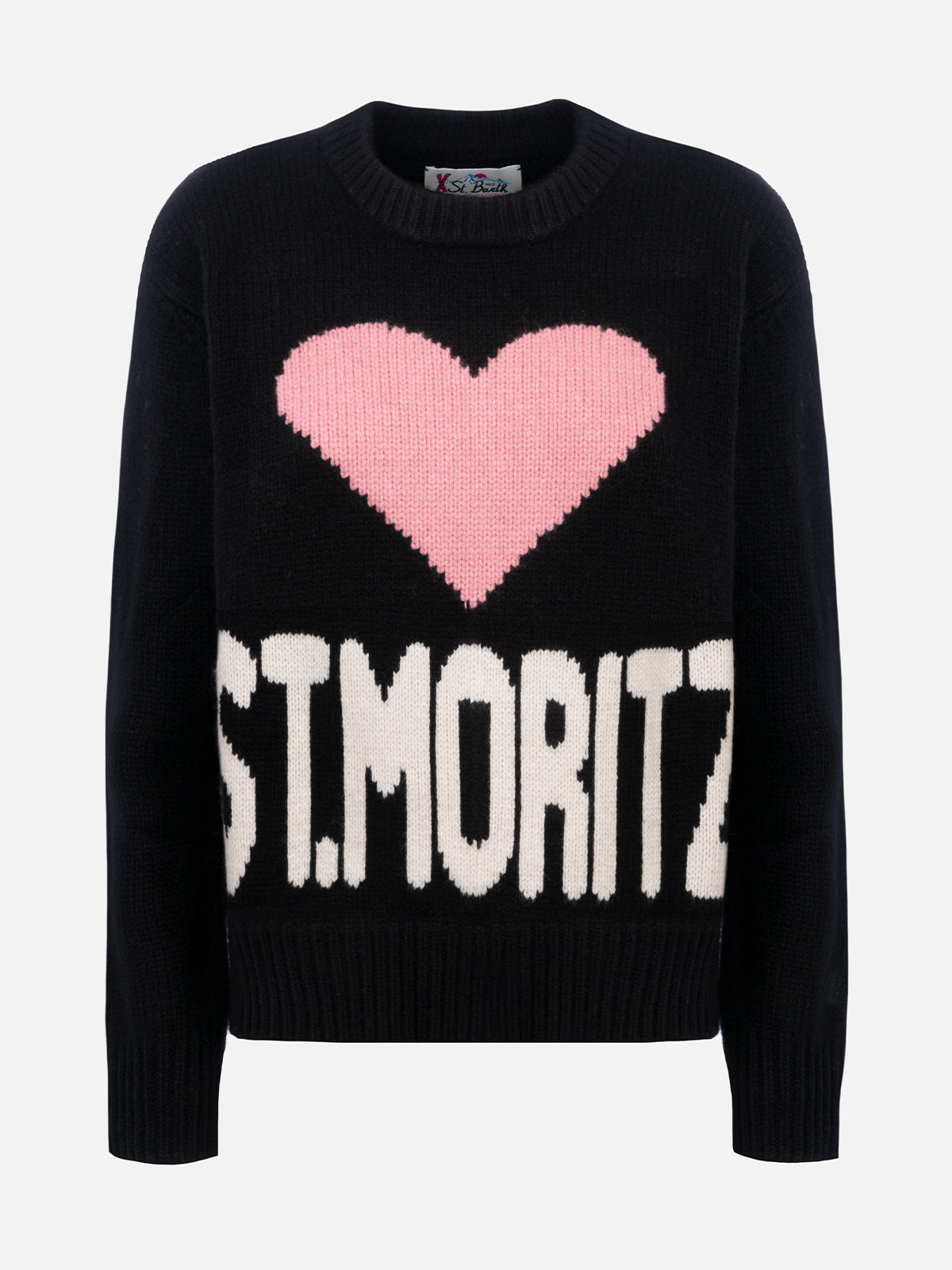 Woman black fair isle sweater Kyla with St. Moritz jacquard