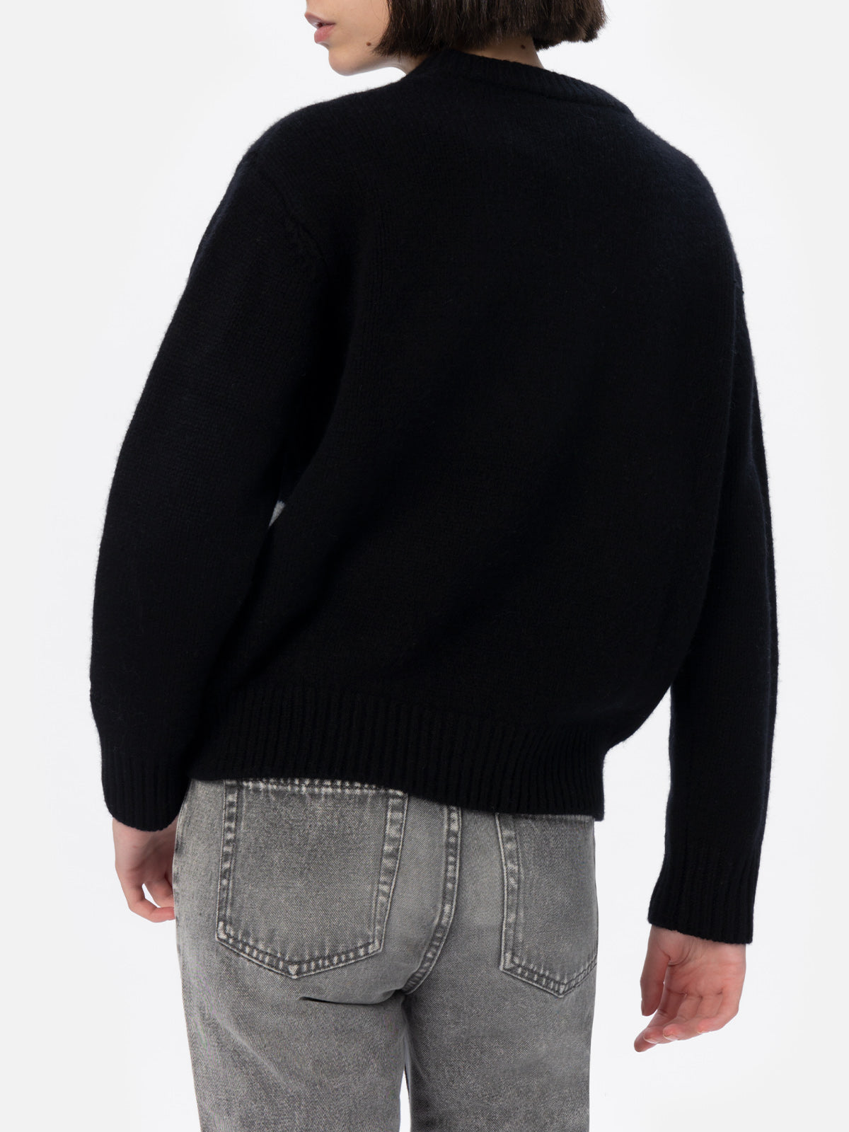 Woman black fair isle sweater Kyla with St. Moritz jacquard