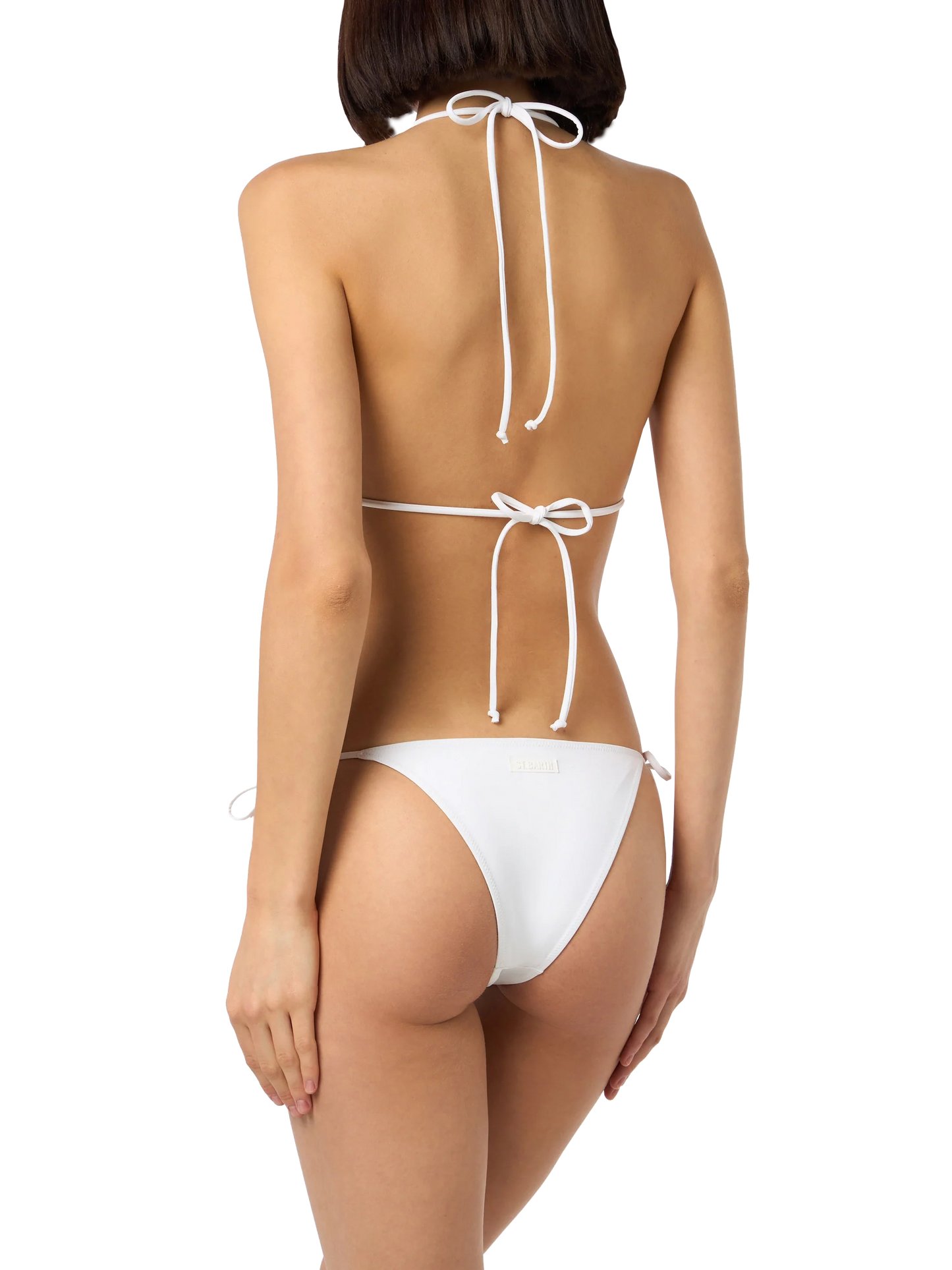 Woman white triangle bikini Leah Marielle