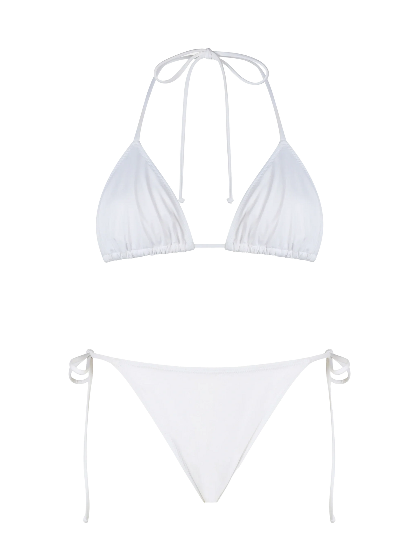 Woman white triangle bikini Leah Marielle