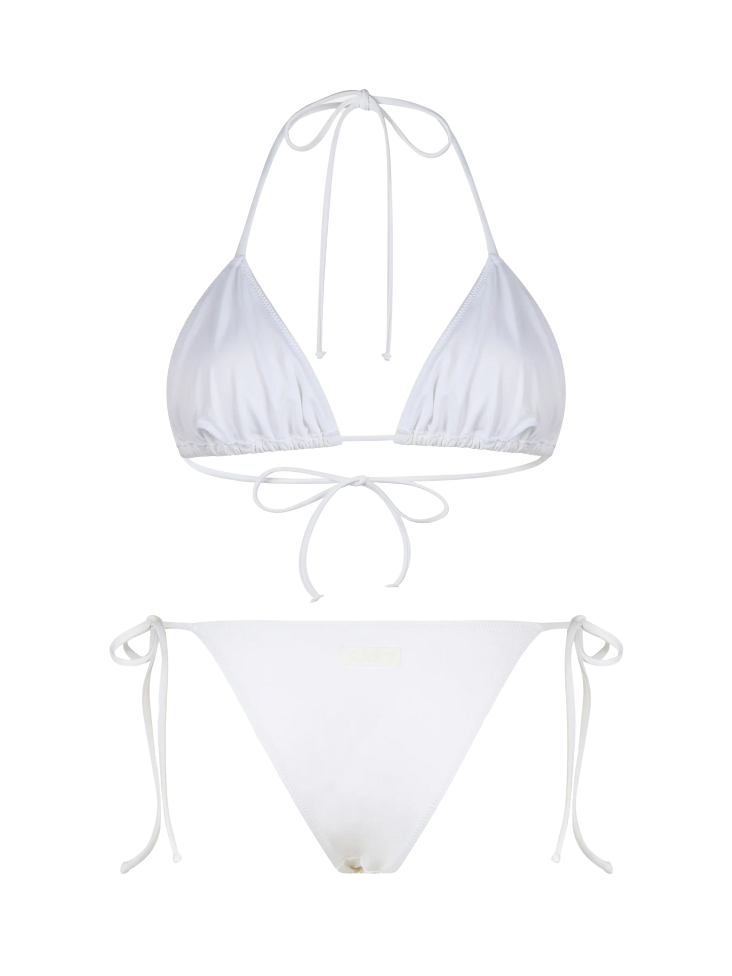 Woman white triangle bikini Leah Marielle