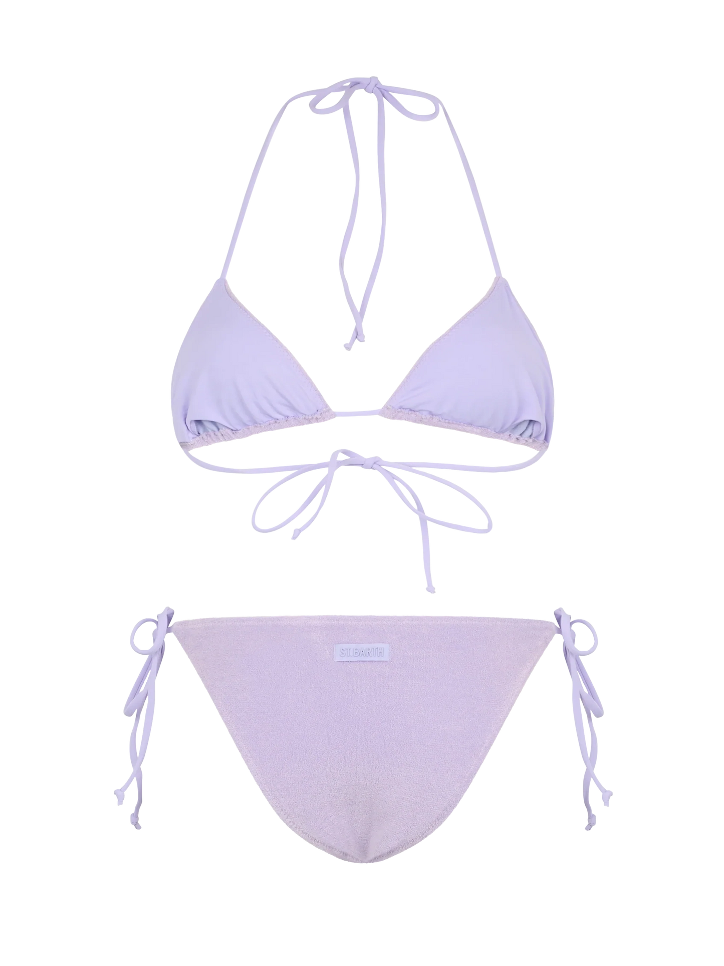 Woman lilac terry triangle bikini Leah Virgo
