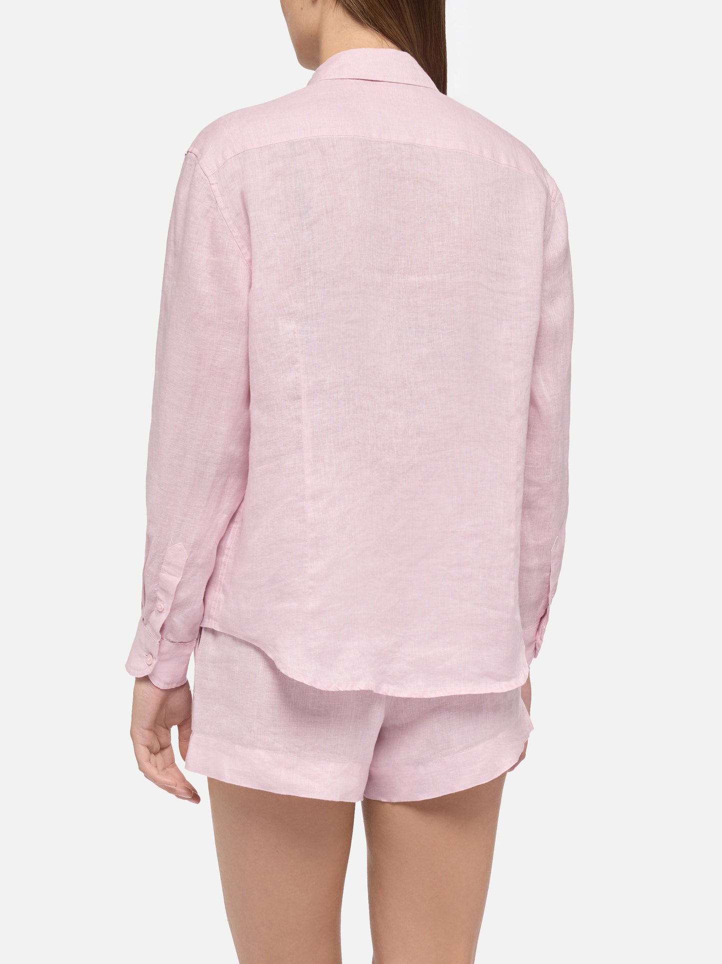 Meredith pink linen classic shirt