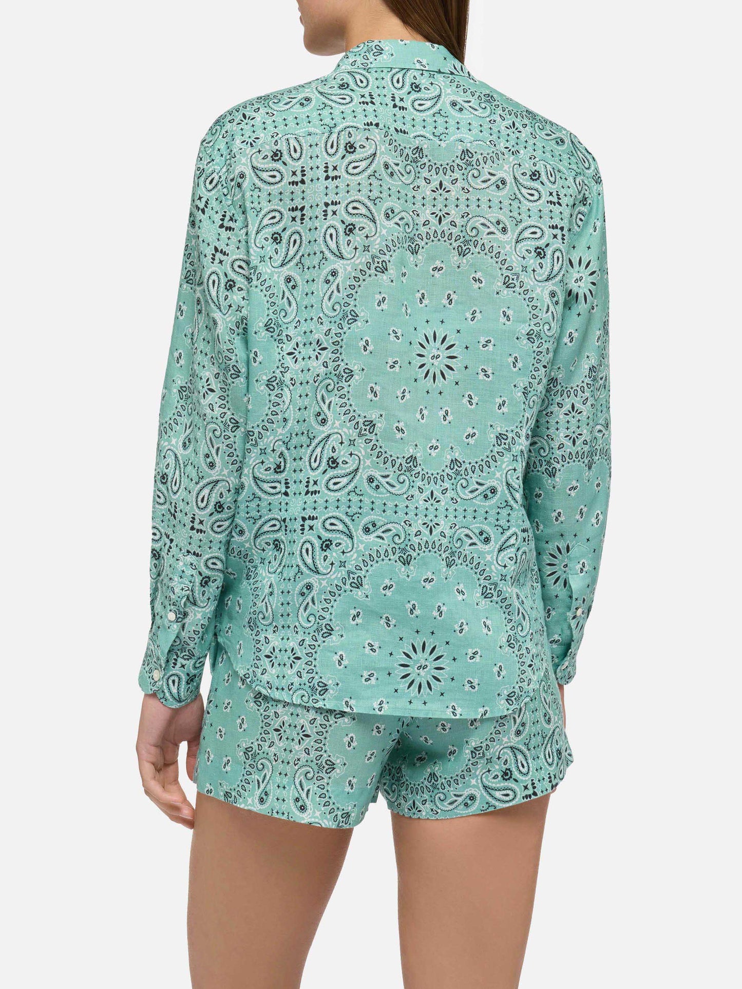 Meredith linen classic shirt with bandanna print
