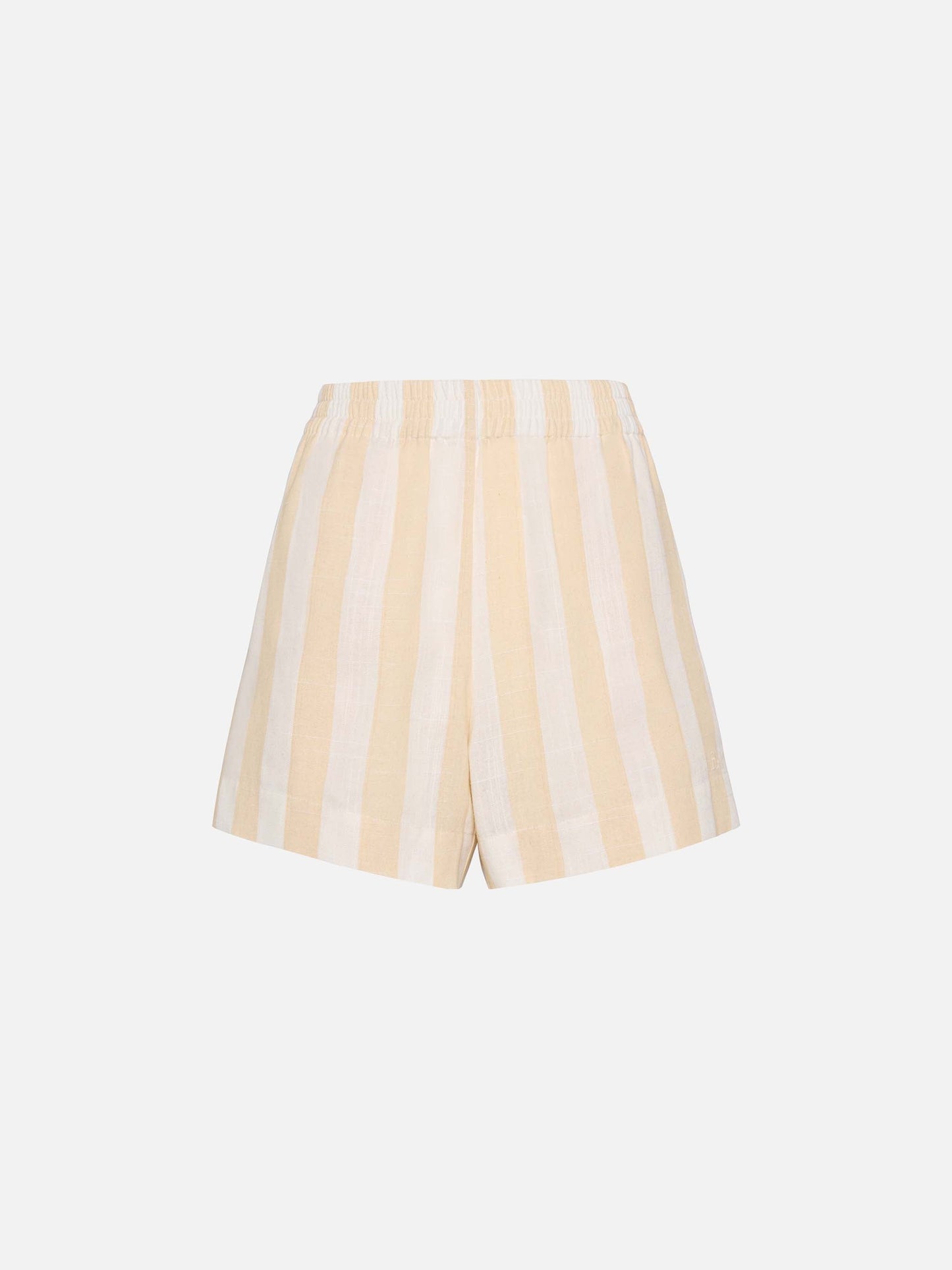 Meave linen pull up shorts with beige striped print