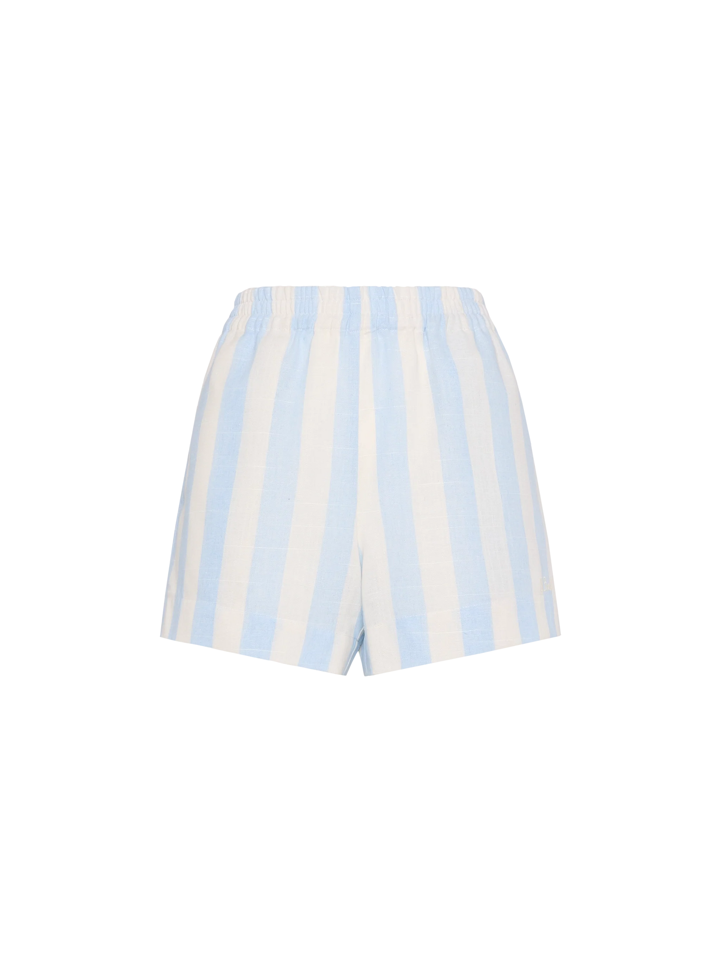 Meave linen pull up shorts with light blue striped print