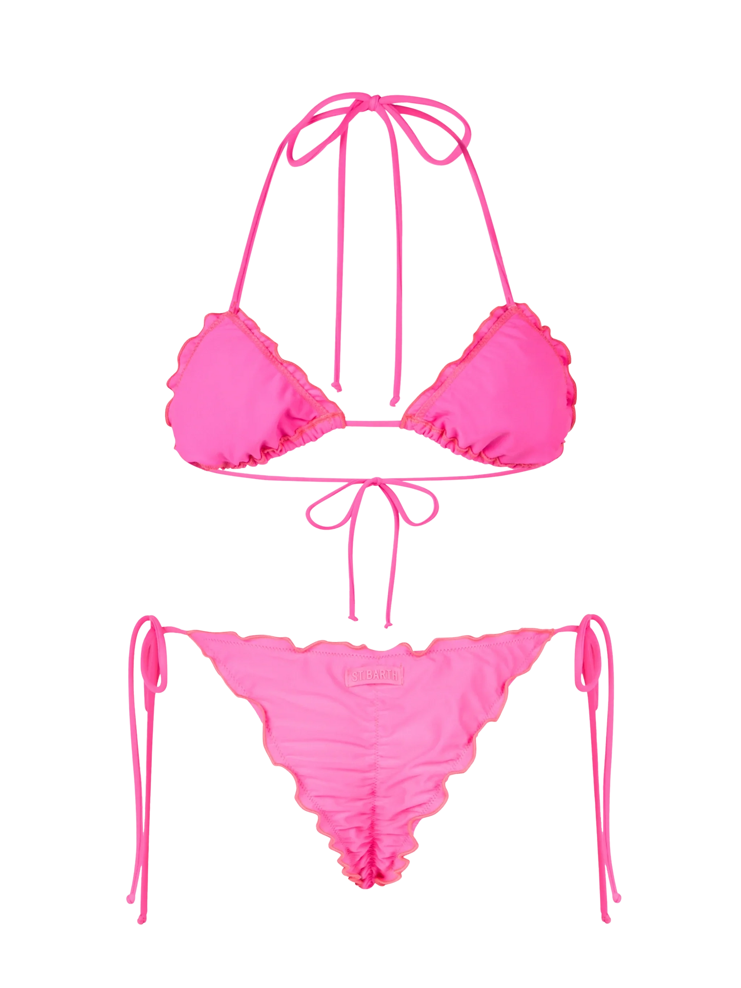 Woman fluo pink classic triangle bikini Sagittarius Miami