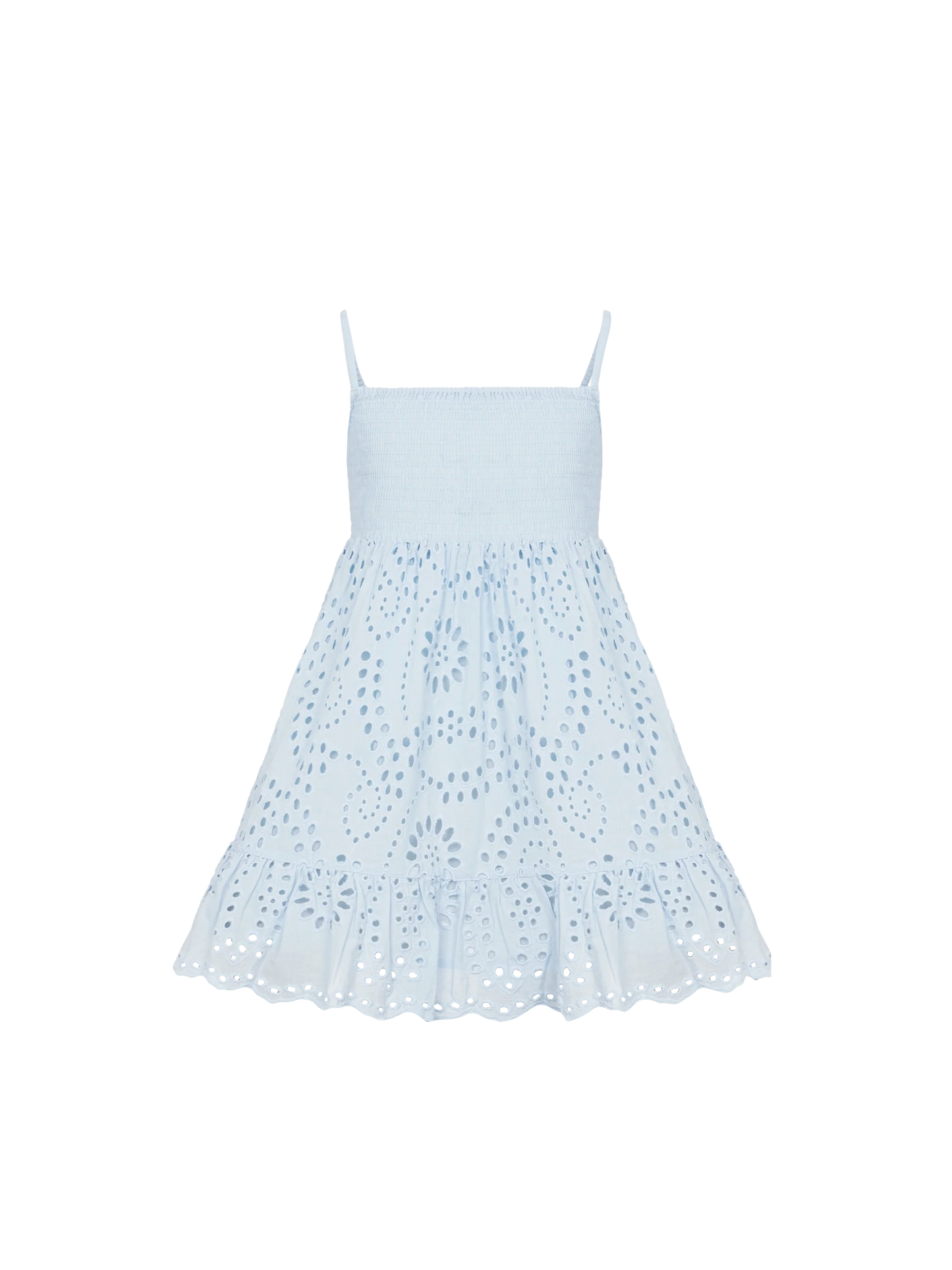 Miki light blue cotton Sangallo lace beach dress