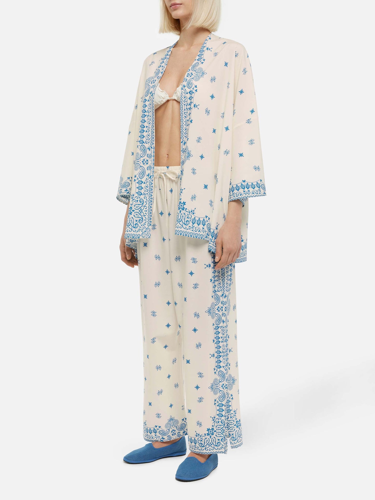 Milos kimono jacket with bandanna placed print