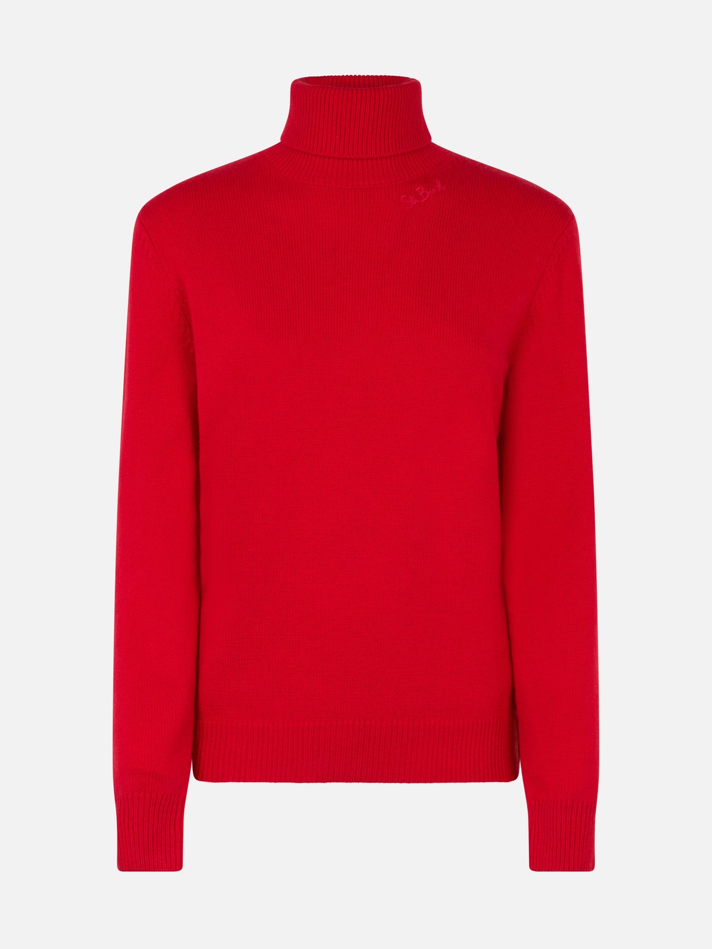 Woman red cashmere blend turtleneck sweater Moody