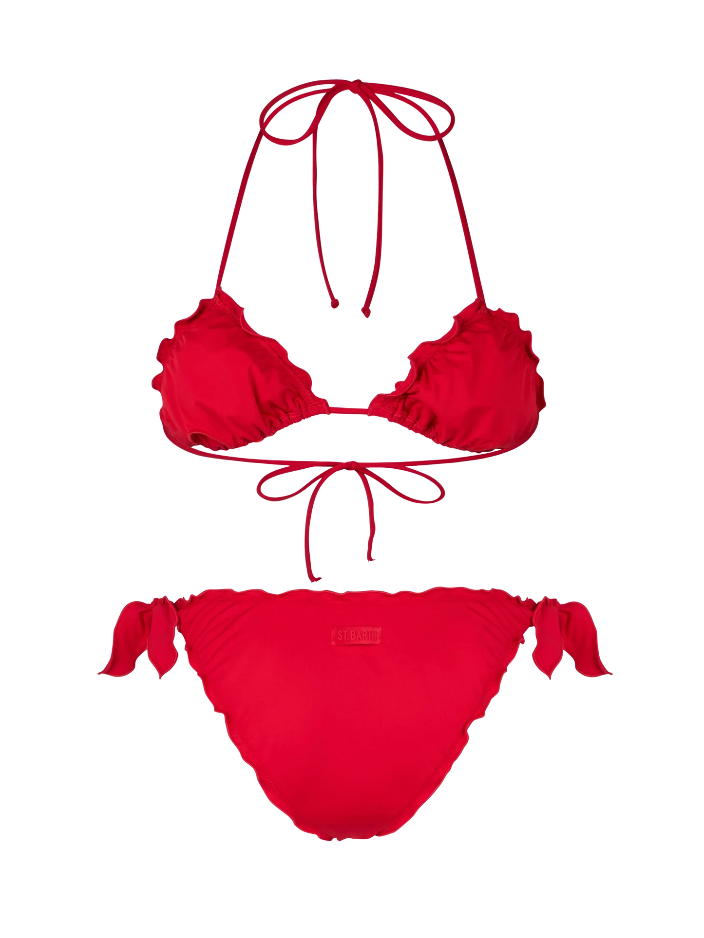 Woman red classic triangle bikini Sagittarius Moon