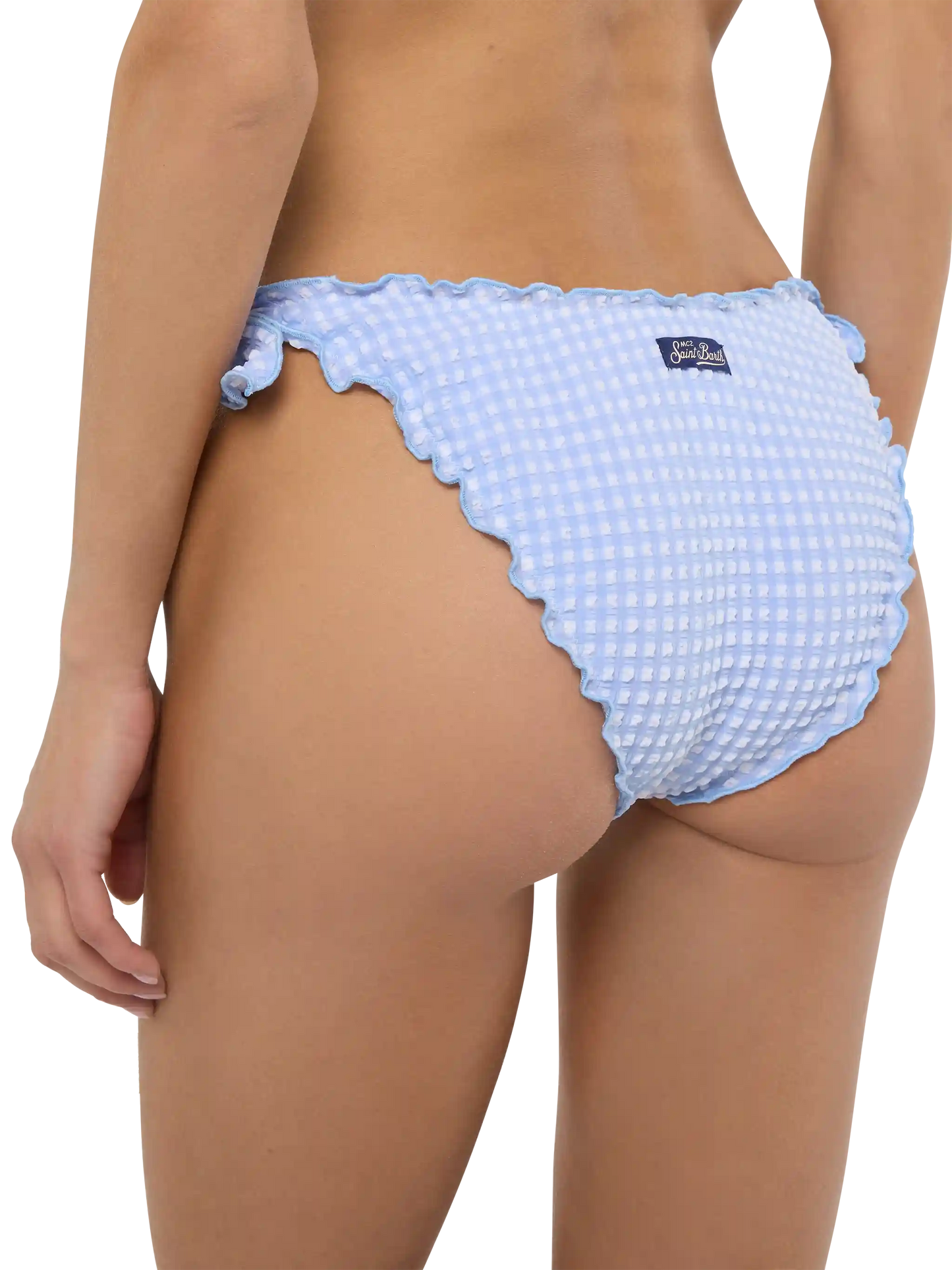 Moon seersucker classic swim briefs with gingham print