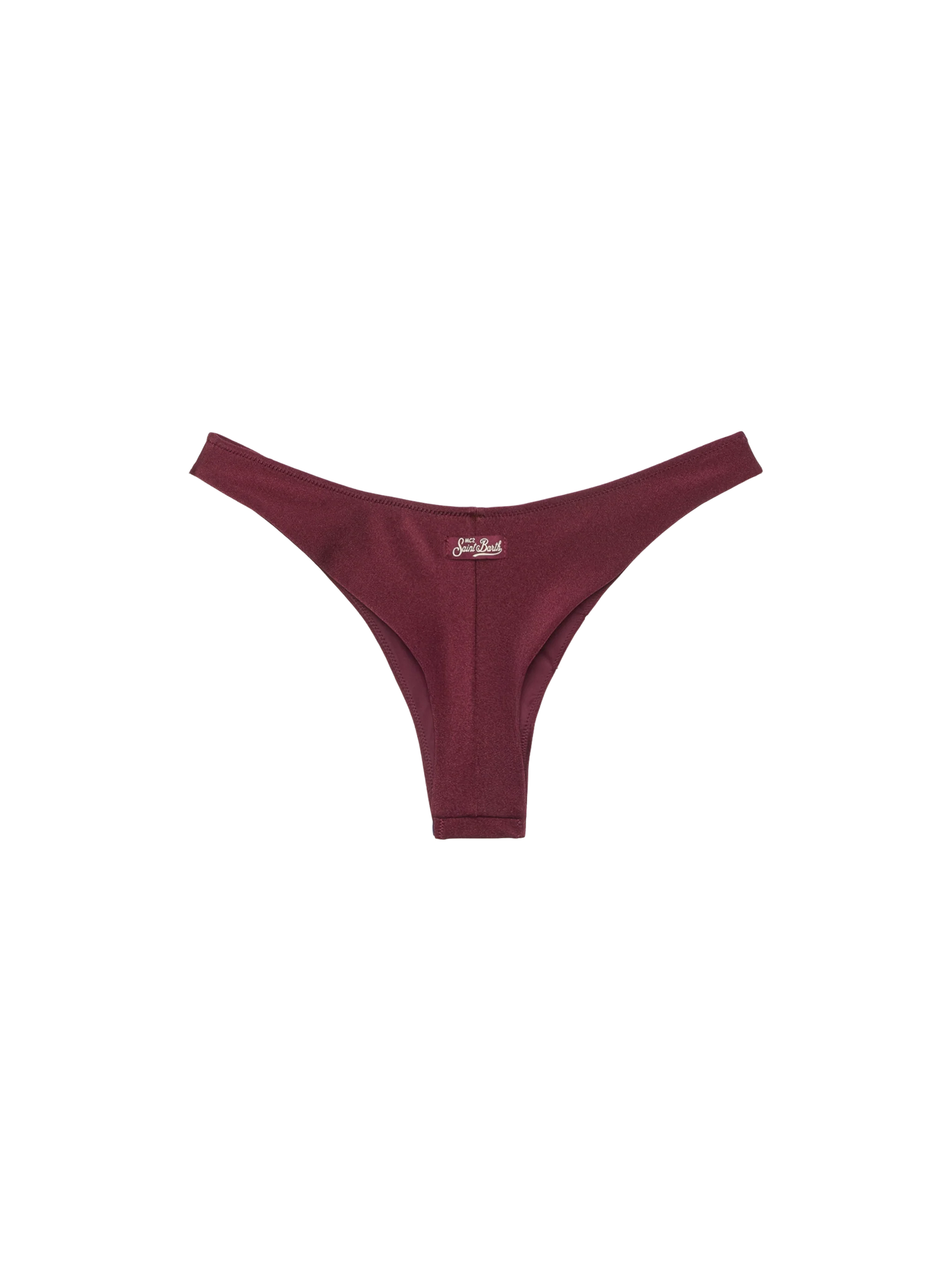 Naomi burgundy cheeky swim briefs with rhinestone embellishment