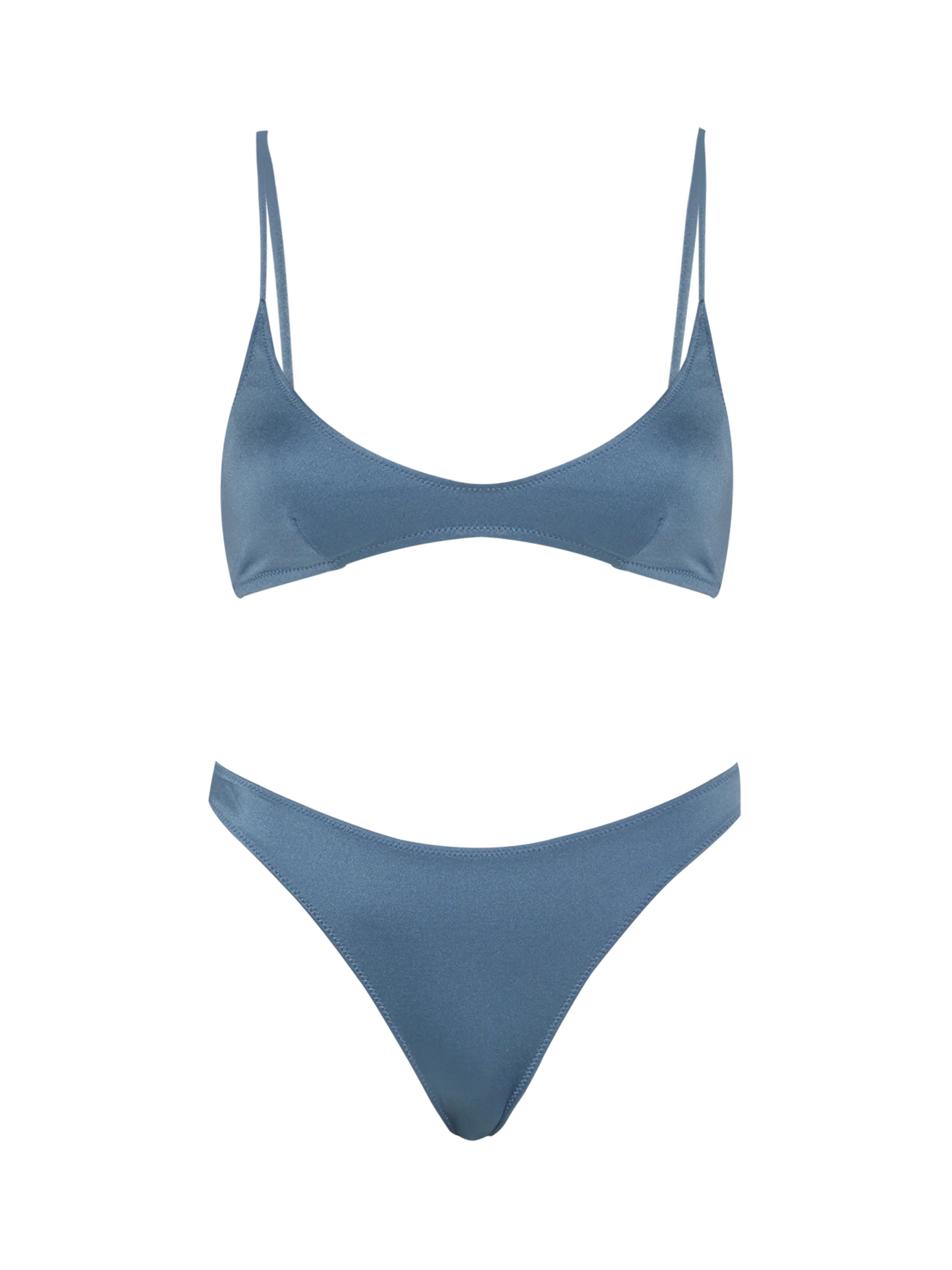Paloma Lido shimmer avio blue bikini with scoop bralette top and classic briefs