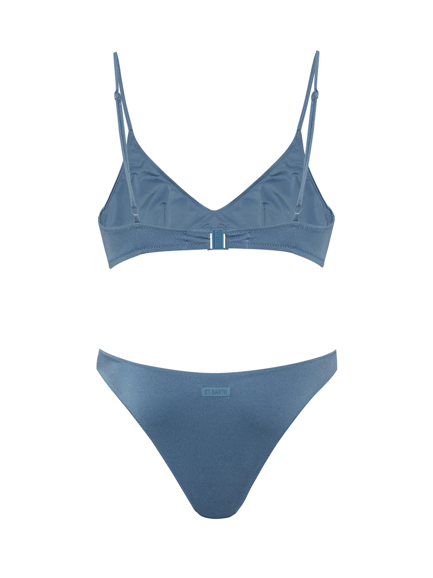 Paloma Lido shimmer avio blue bikini with scoop bralette top and classic briefs