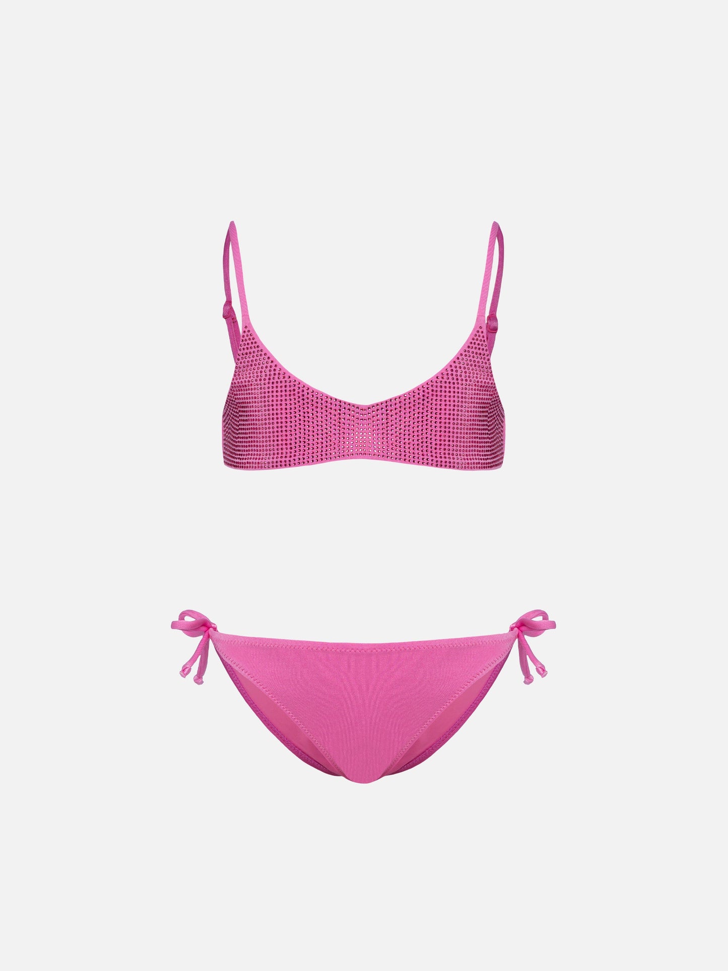 Paloma Jr pink bralette bikini with rhinestones