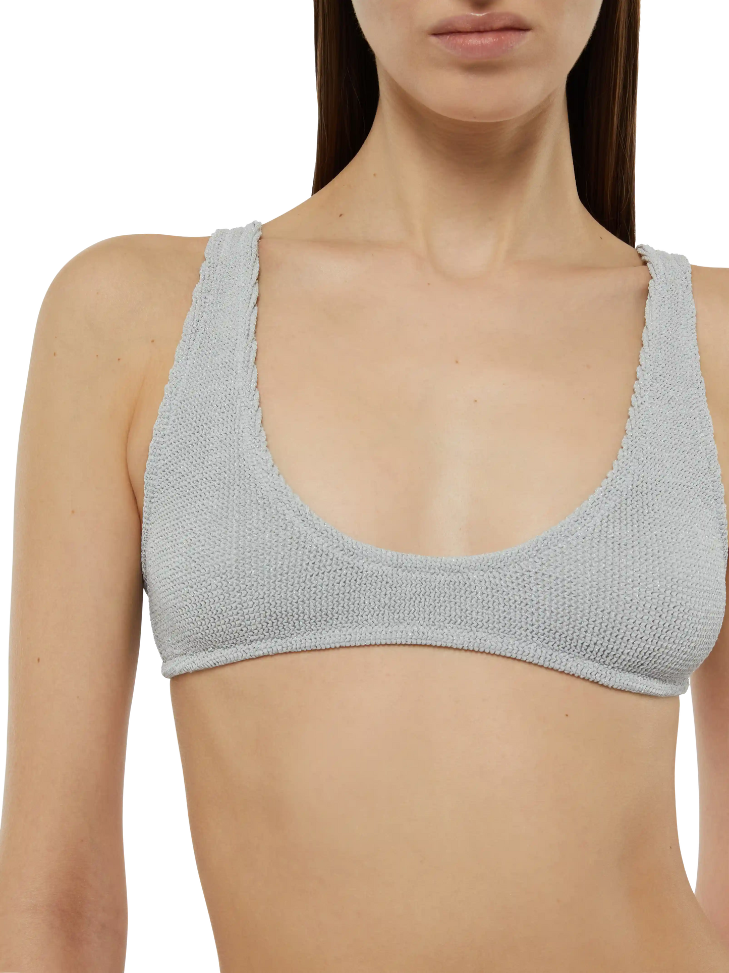 Pamy lurex silver tiny crinkle bralette