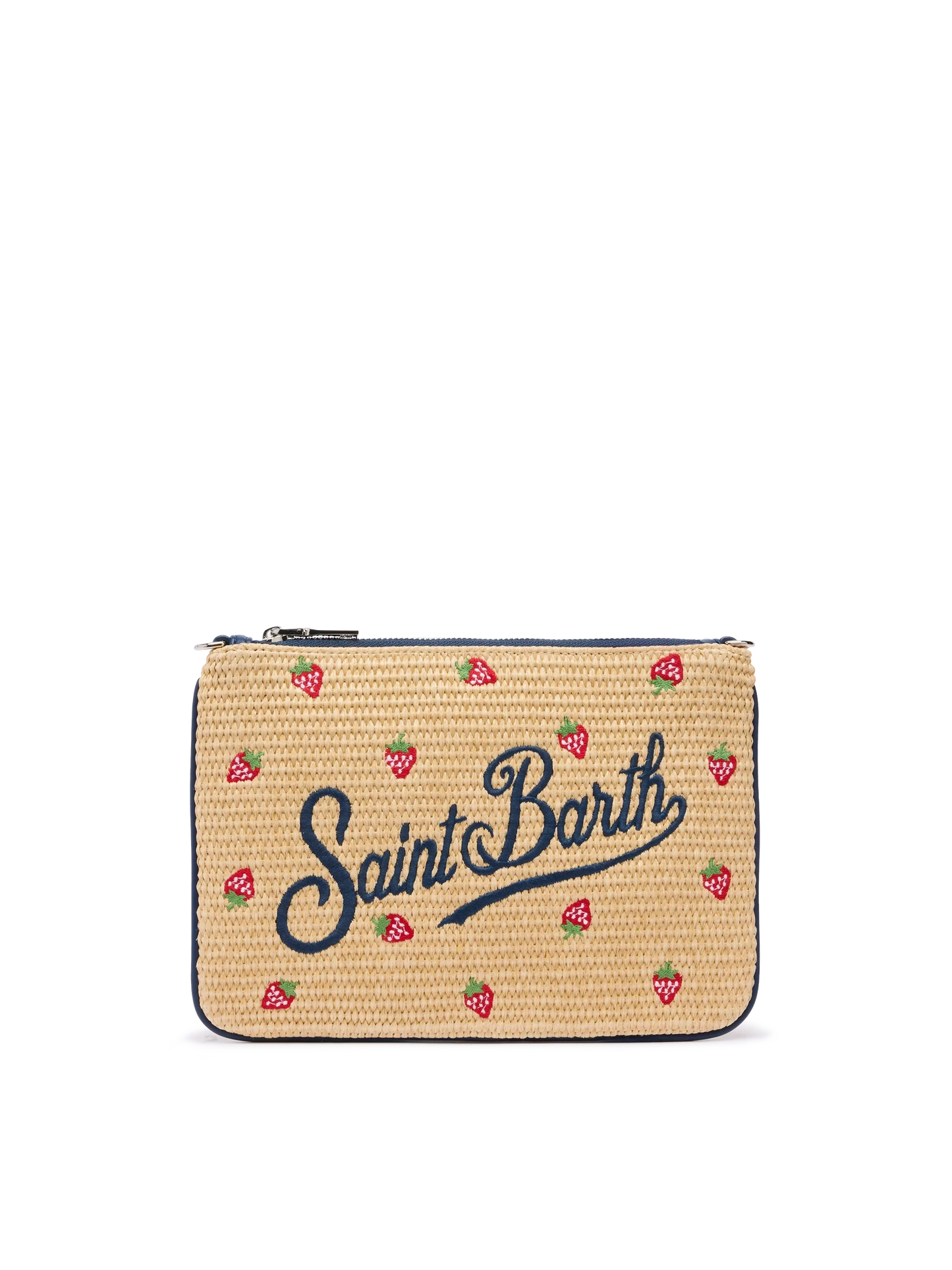 Parisienne Straw effect pouch bag with strawberry print - MC2 Saint Barth
