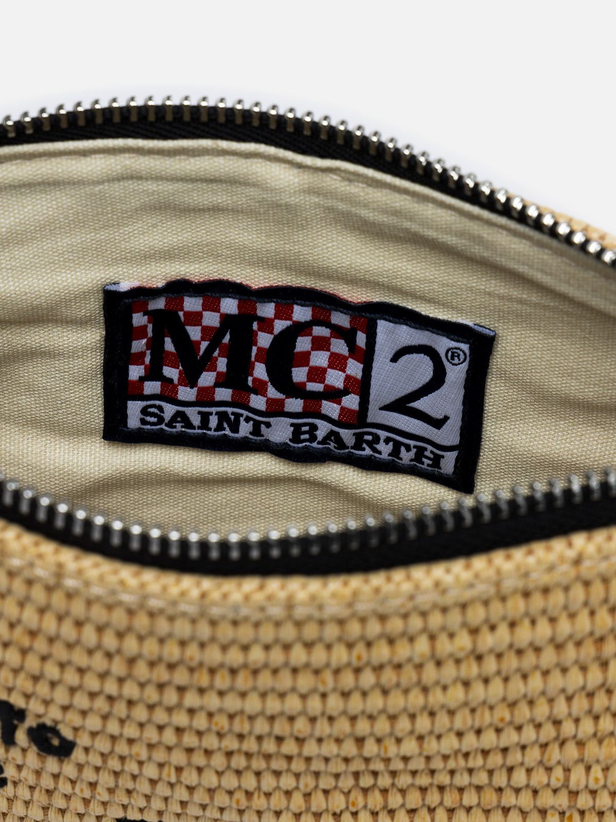 Parisienne Straw pochette with Los Angeles embroidery - MC2 Saint Barth