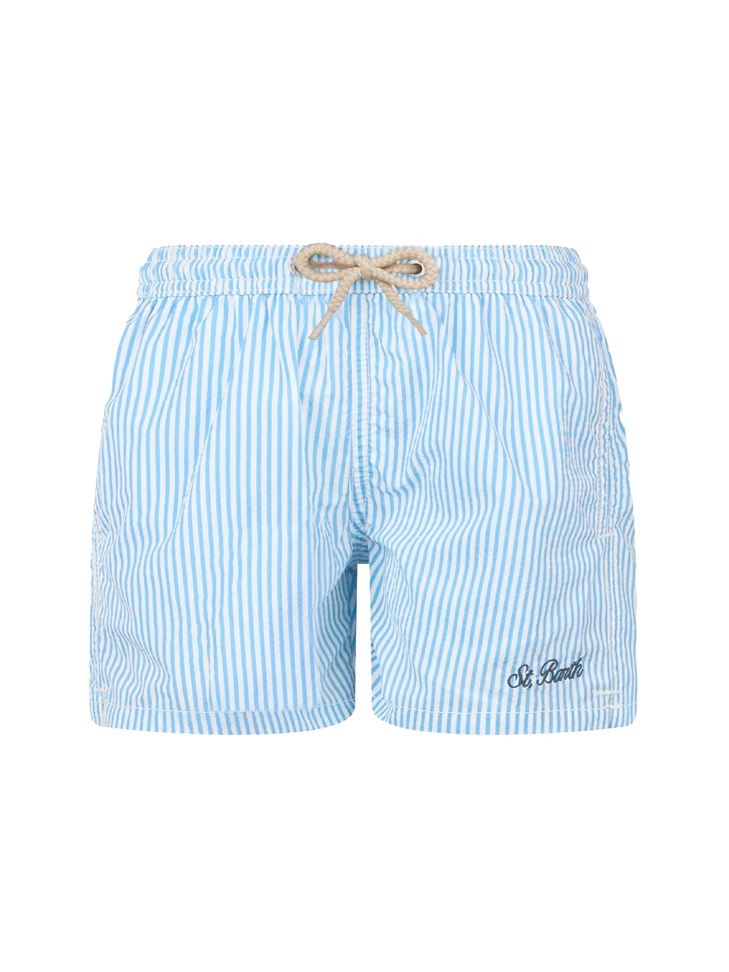 Patmos Jr seersucker striped mid-length swim shorts