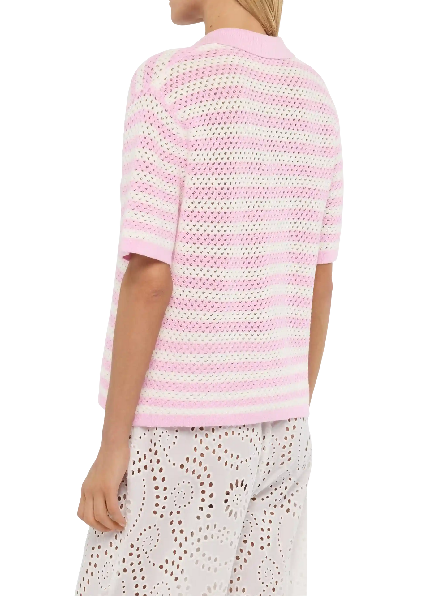 Pixie pink striped knit polo