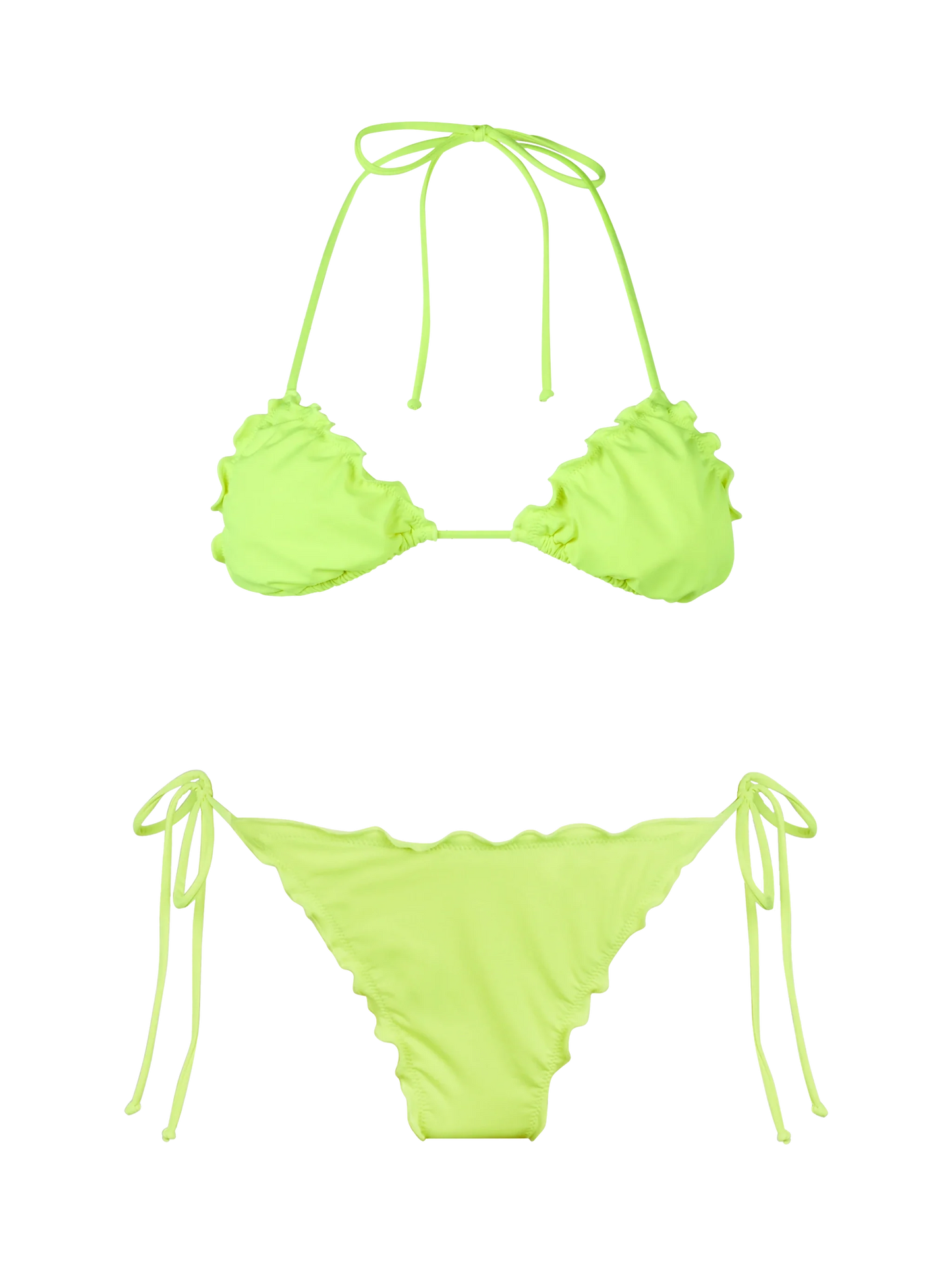 Woman fluo yellow classic triangle bikini Sagittarius Miami