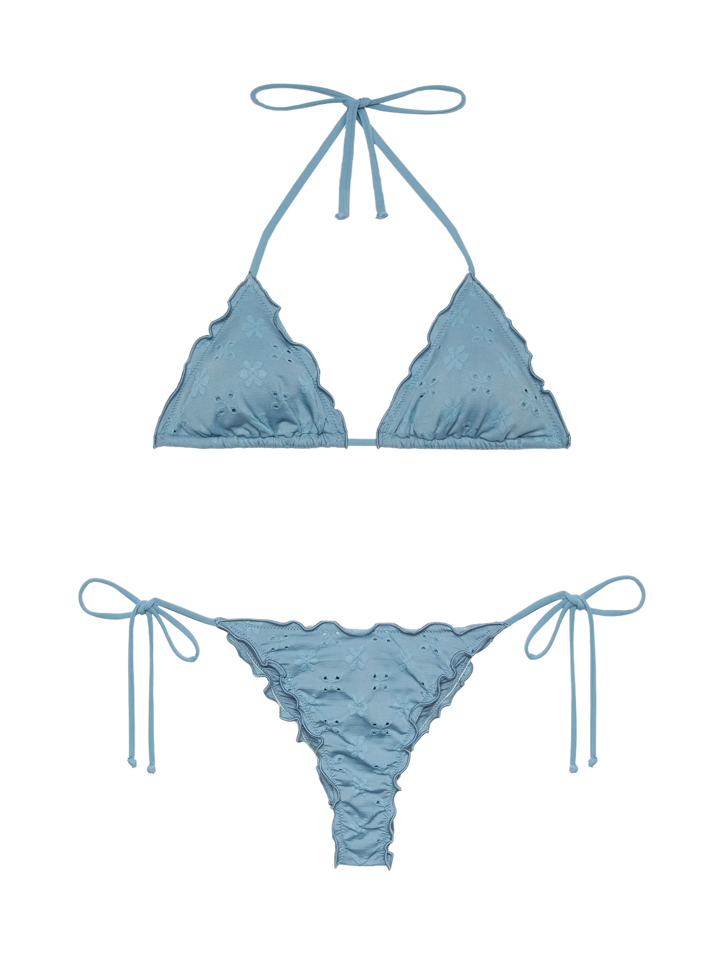 Miami Sangallo lace cheeky swim briefs - Sagittarius classic avio blue Sangallo lace triangle top