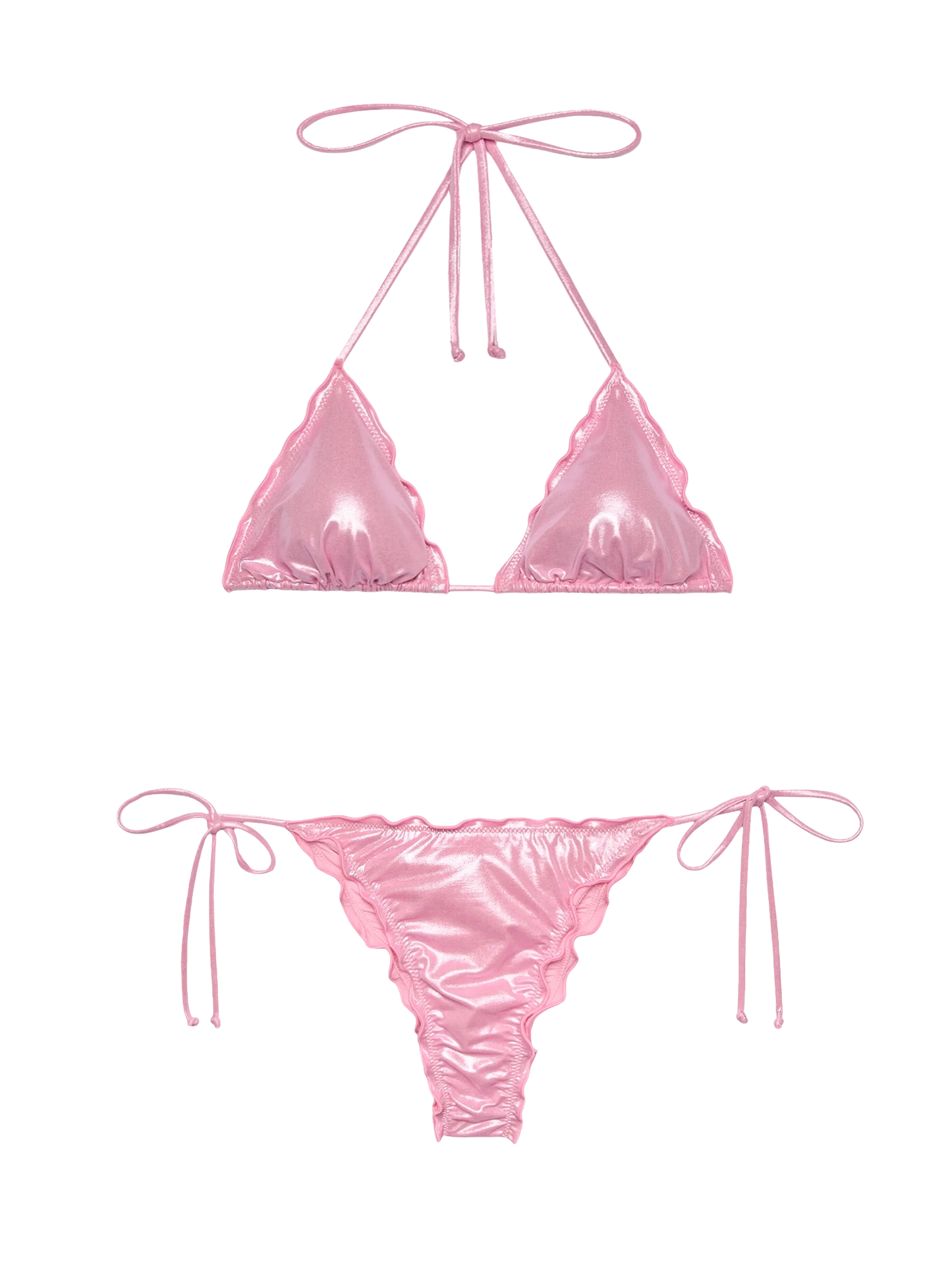 Miami pink foil cheeky swim briefs - Sagittarius pink foil classic triangle top