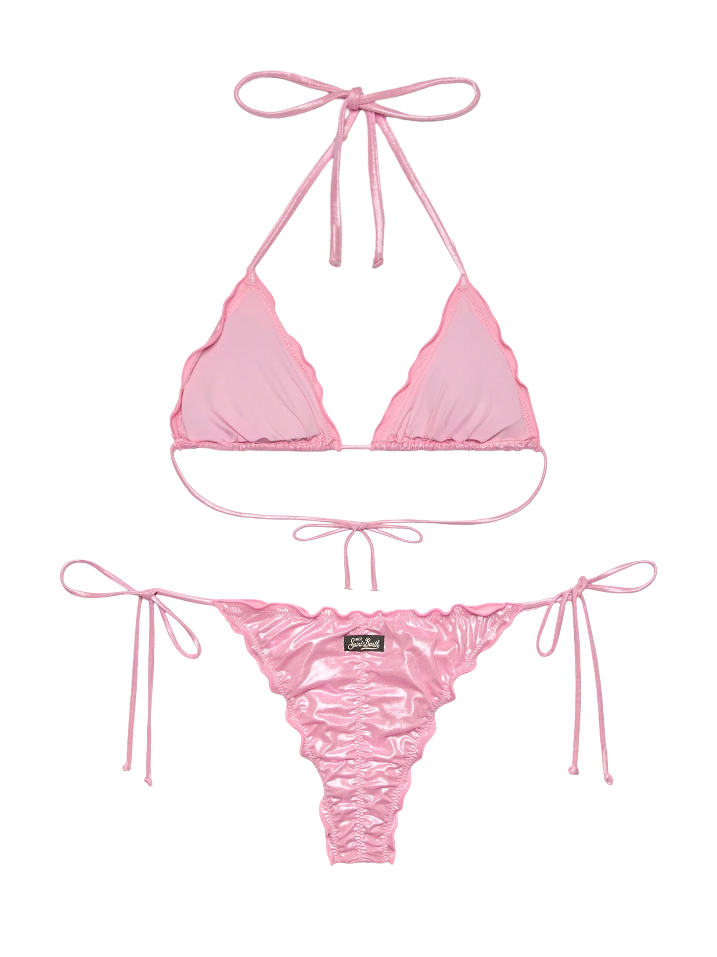 Miami pink foil cheeky swim briefs - Sagittarius pink foil classic triangle top